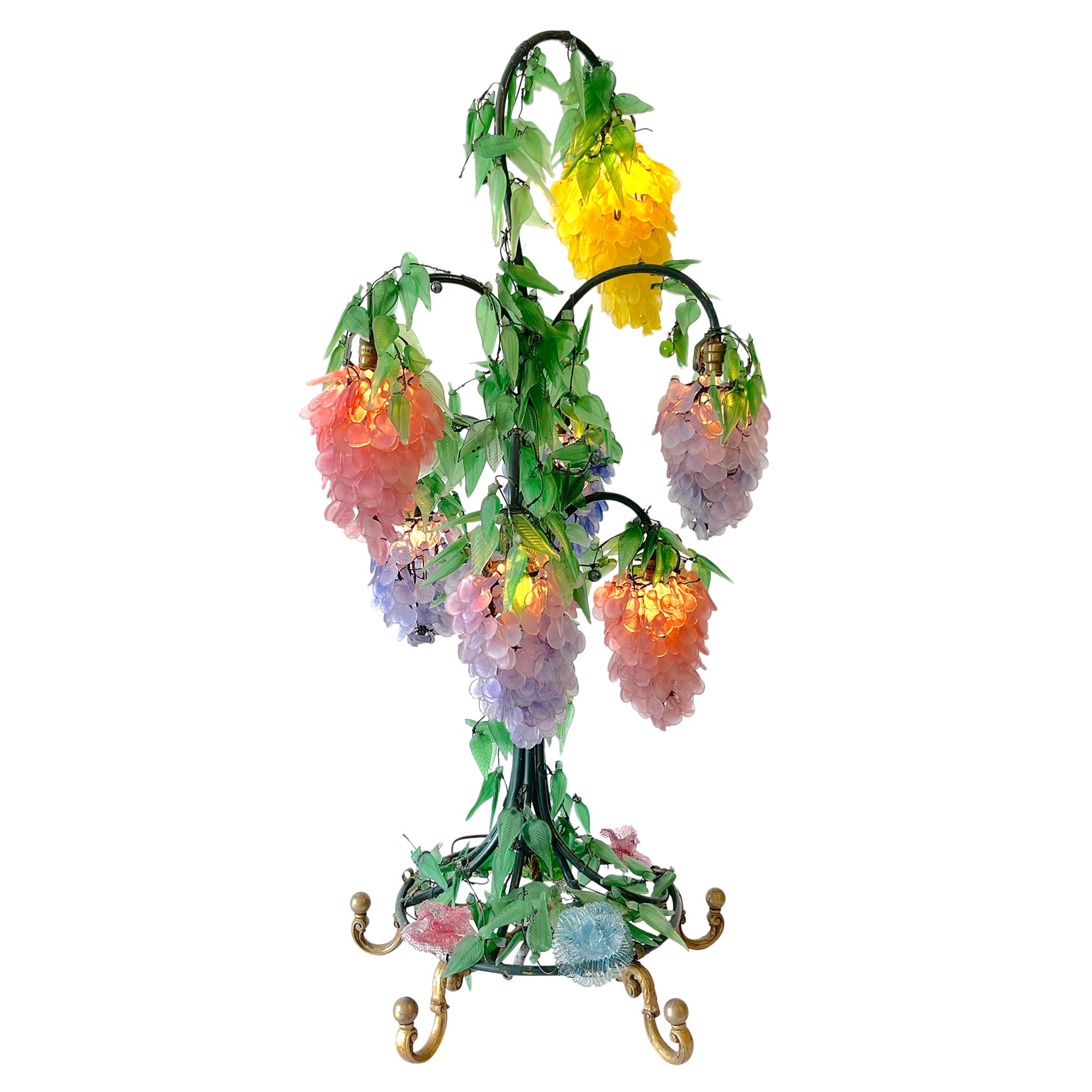 Murano Glass Multi-Colored Wisteria 7 Tiered Table Lamp, Circa 1950