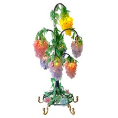 Murano Glass Multi-Colored Wisteria 7 Tiered Table Lamp, Circa 1950