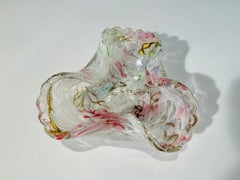 Venini Murano Glas mehrfarbig mit Zanfirico und Venturin um 1950 Schale.