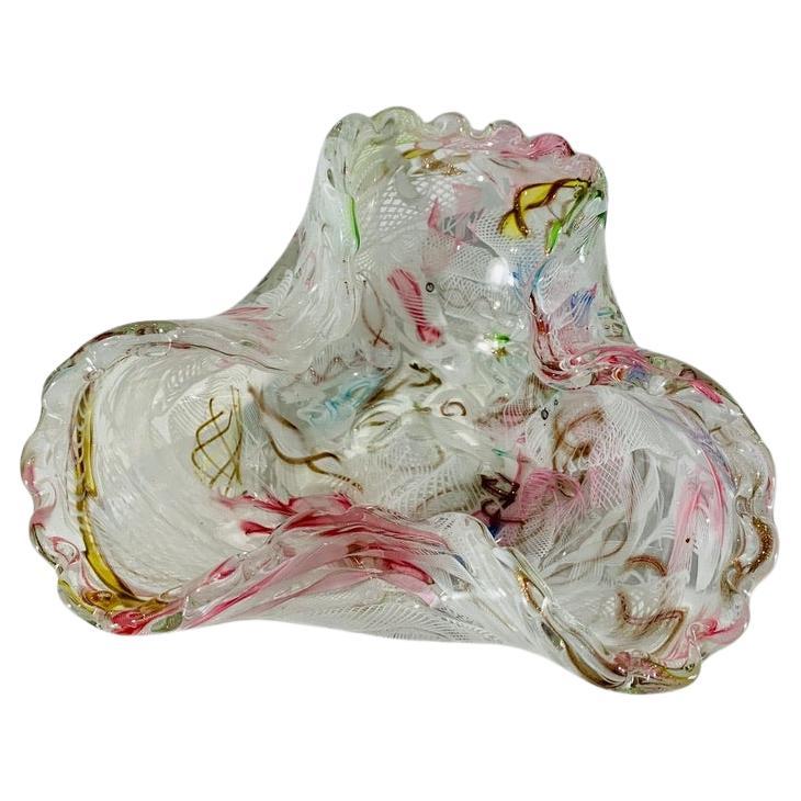 Murano glass multicolor with zanfirico and venturine circa 1950 bowl. For Sale