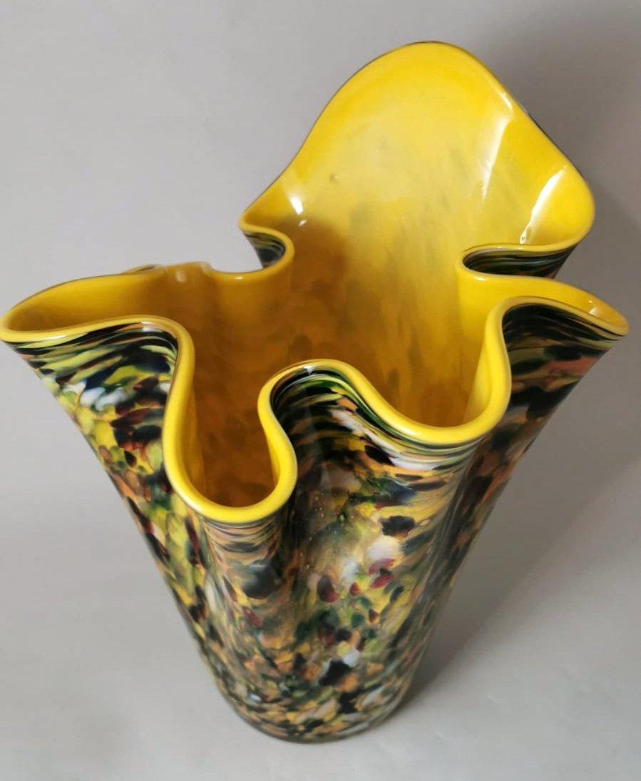 Italian Murano Glass Multicolored Vase Mod. 