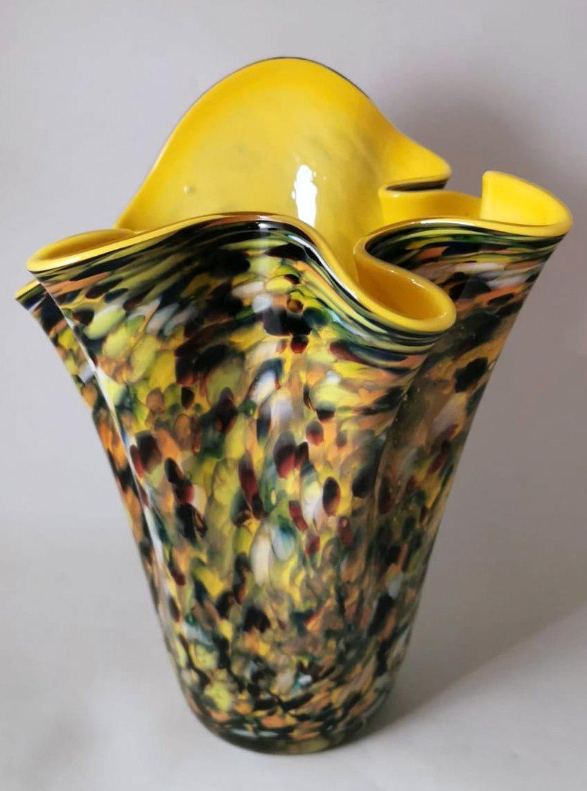 Hand-Crafted Murano Glass Multicolored Vase Mod. 