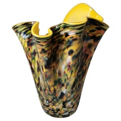 Vintage Murano Glass Multicolored Vase Mod. "Fazzoletto" Venini Style