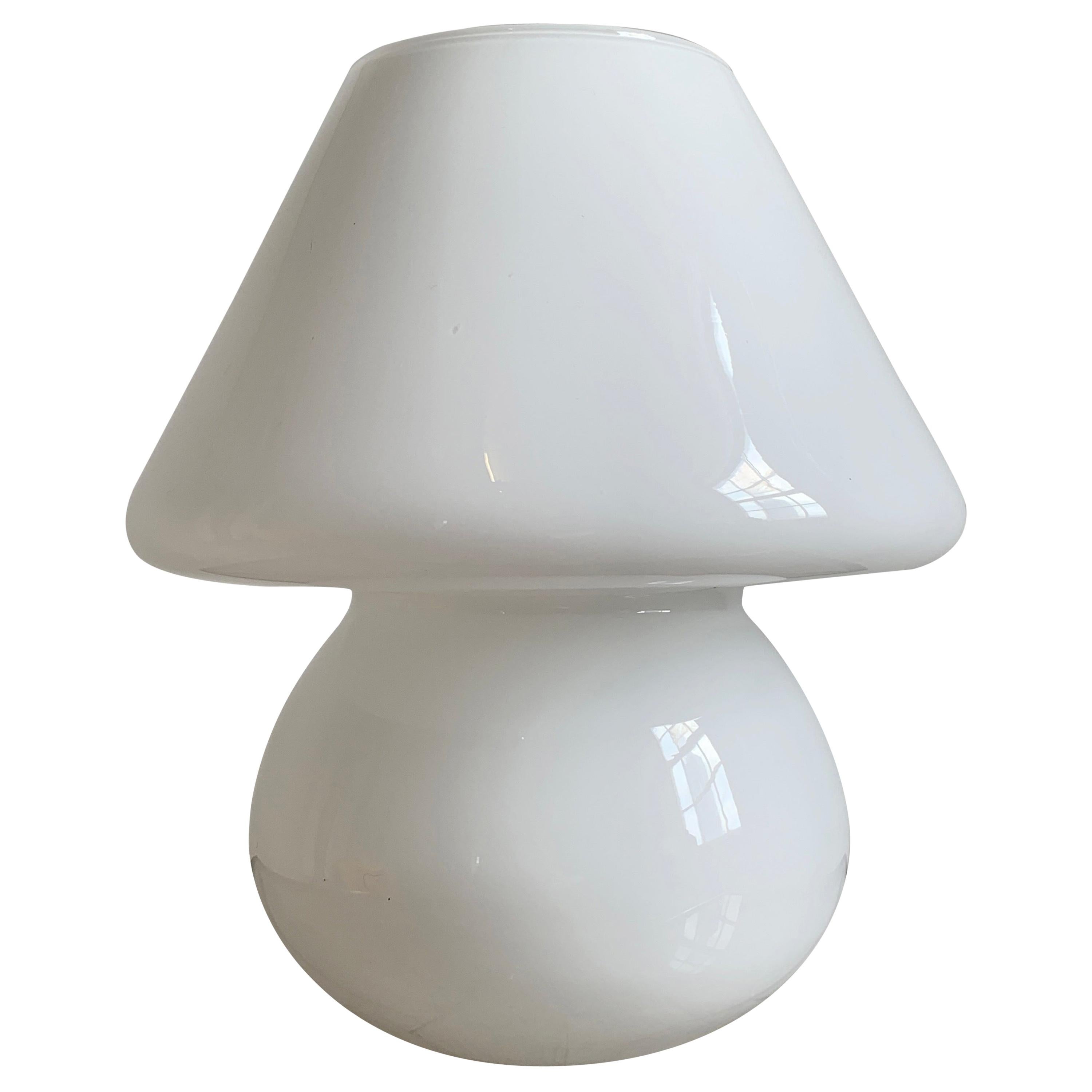 Vintage Murano design white glass mushroom lamp