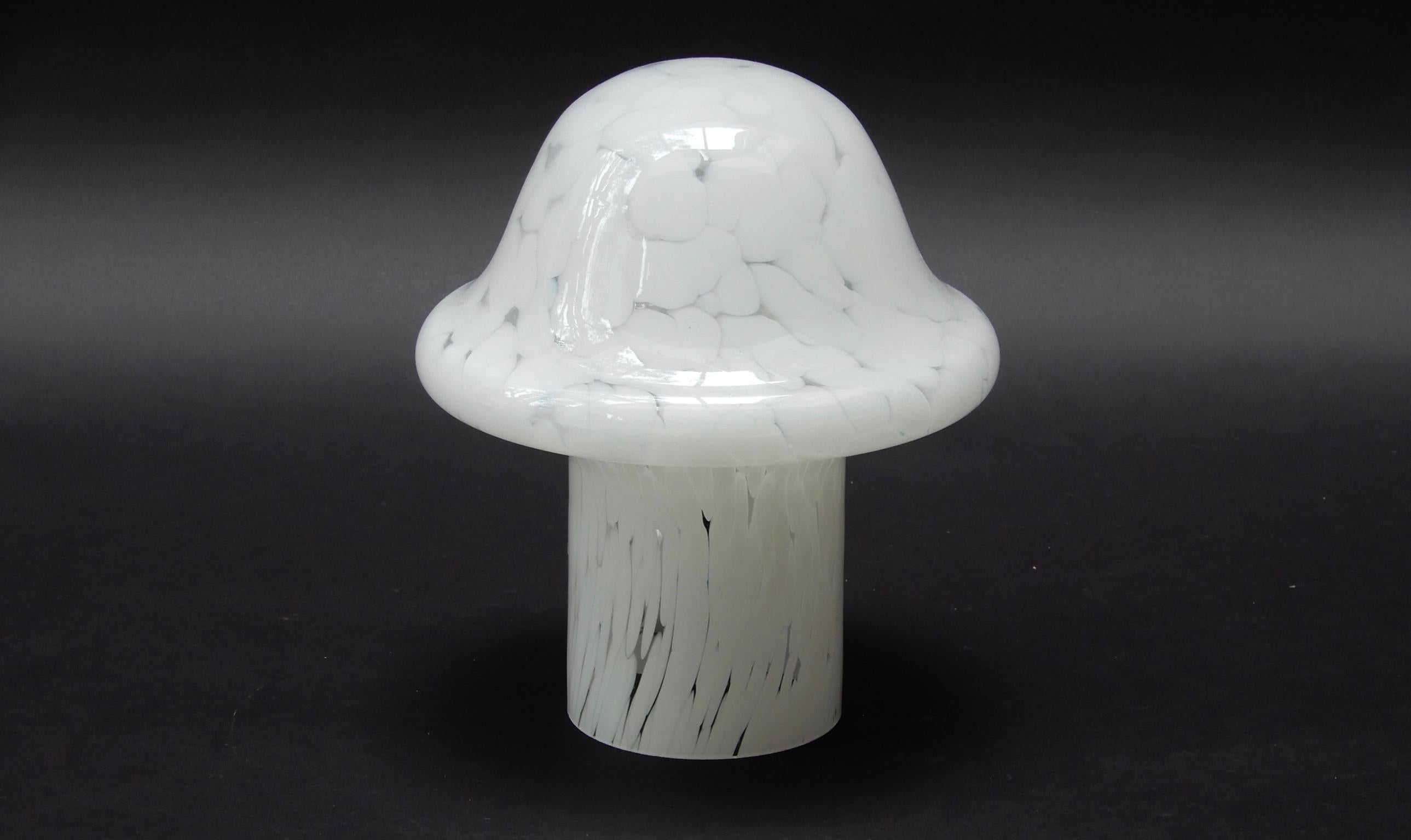 Hand blown glass mushroom table lamp, 1970s.
