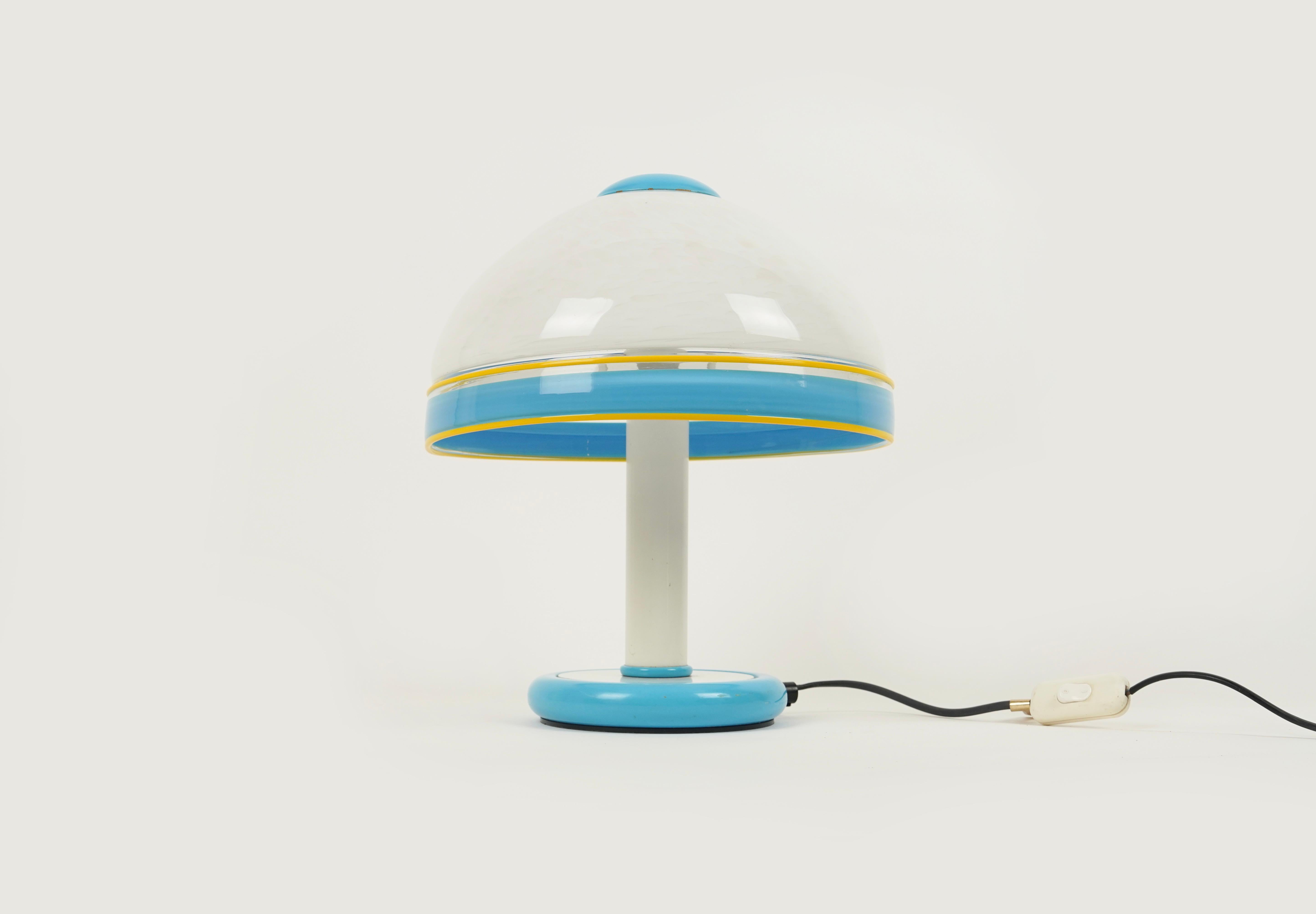 Mid-Century Modern Murano Glass Mushroom Table Lamp by F. Fabbian, Italy, 1980s For Sale