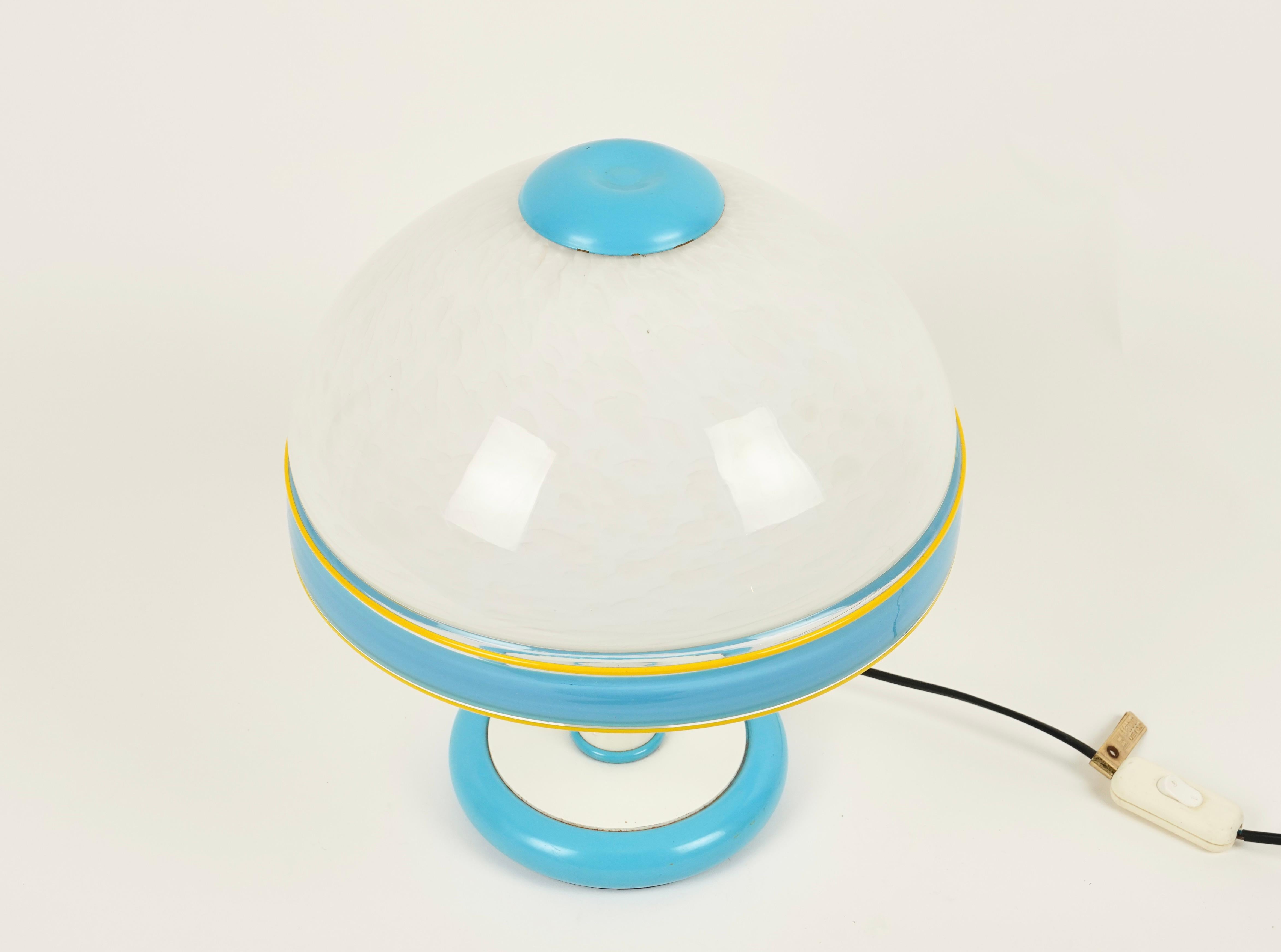 Métal Lampe de table champignon en verre de Murano par F. Fabbian, Italie, années 1980 en vente