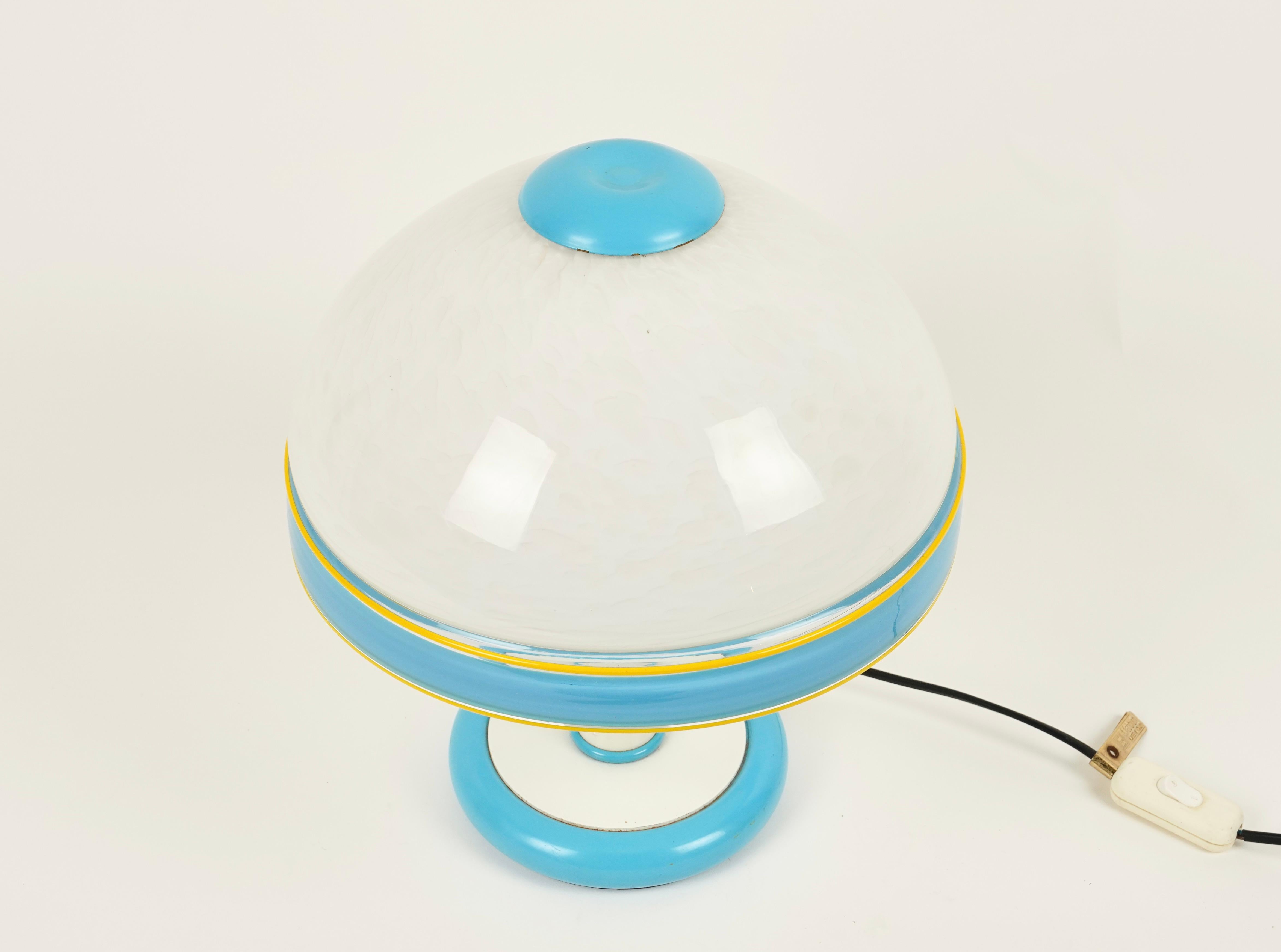 Late 20th Century Murano Glass Mushroom Table Lamp by F. Fabbian, Italy, 1980s For Sale