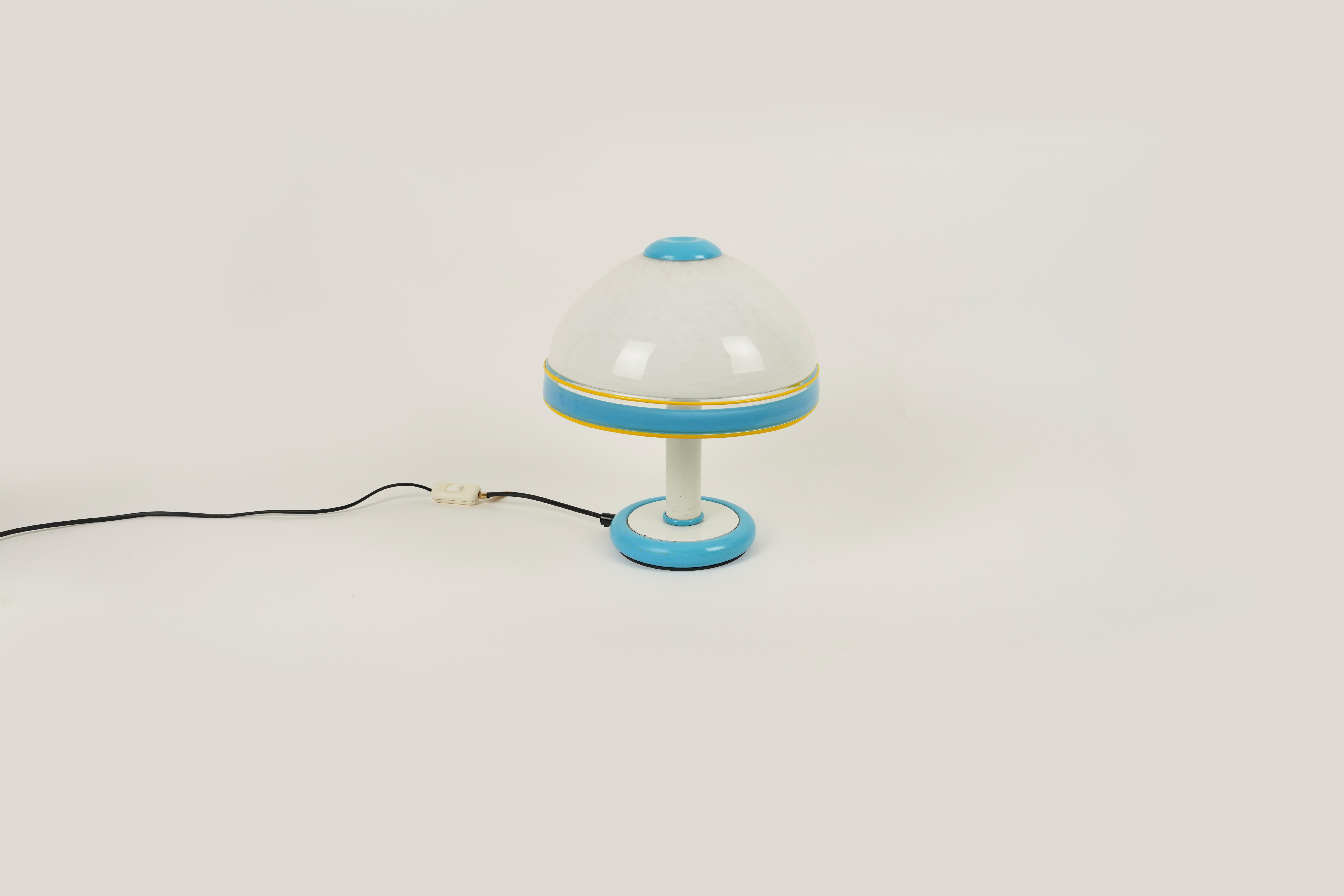 Plastic Murano Glass Mushroom Table Lamp by F. Fabbian, Italy, 1980s For Sale