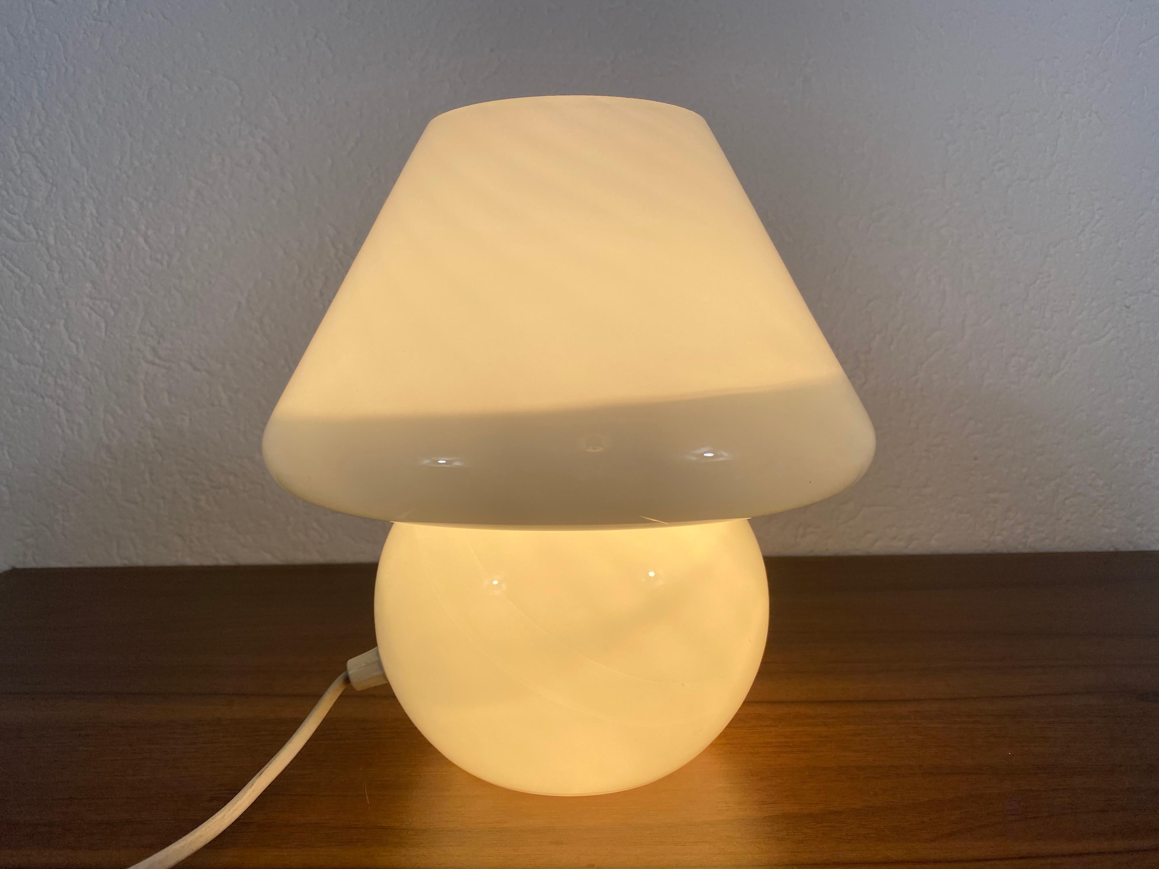 Aluminum Murano Glass Mushroom Table Lamp by Vetri d‘Arte, Italy, 1970s