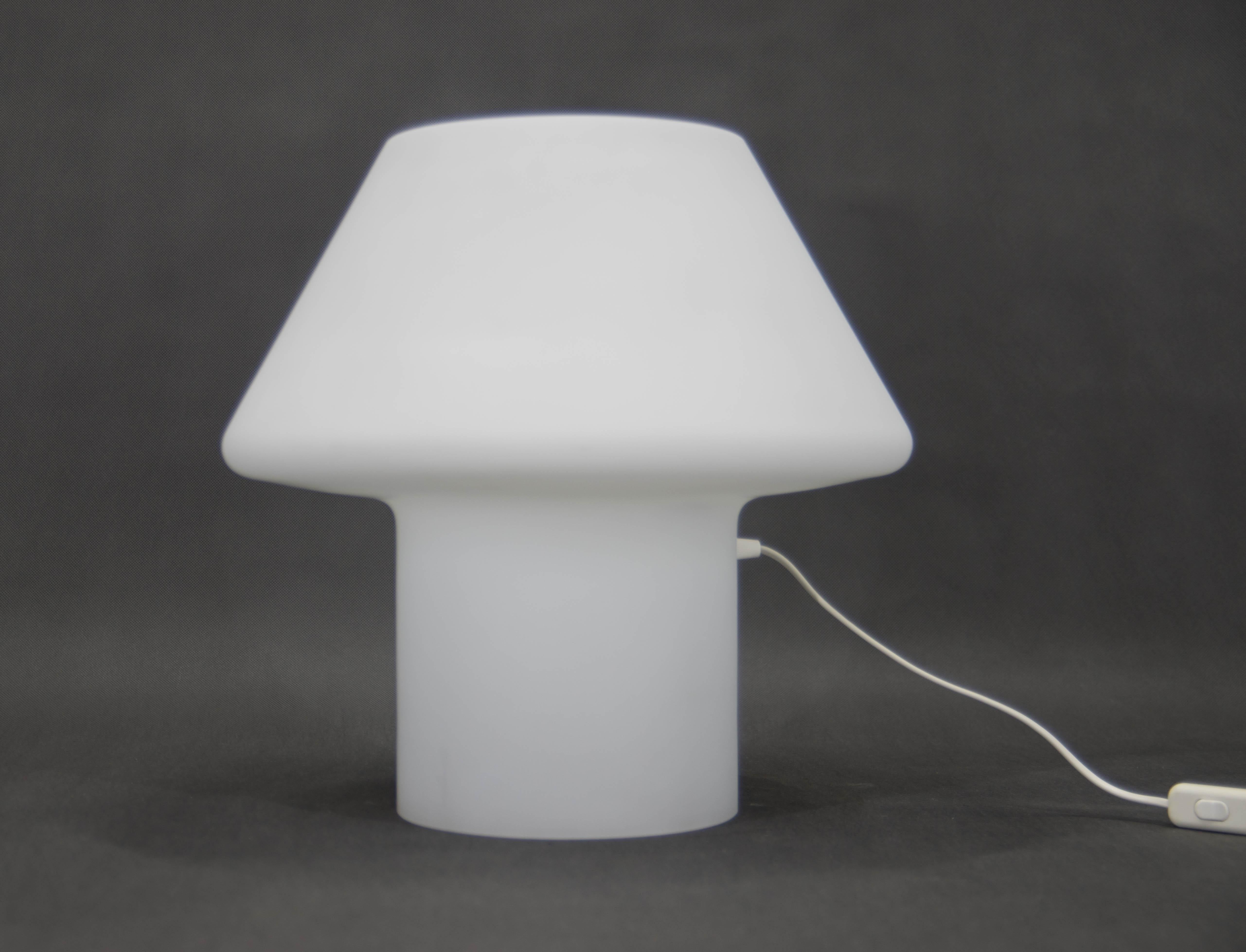 Lampe de table en verre satiné fabriquée en Italie.
1x60W, ampoule E25-E27
Adaptateur pour prise américaine inclus
Devis d'expédition sur demande