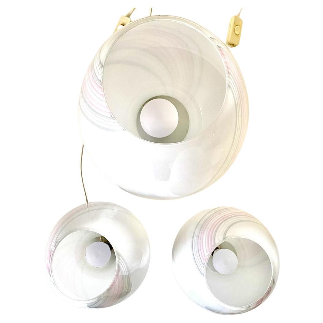 Lámparas de mesa de cristal de Murano con forma de seta, juego de tres, Italia 1970 Cristal de Murano en venta