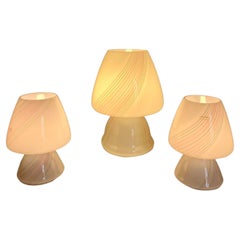 Murano Glass Mushroom Table Lamps, set of three, Italy 1970