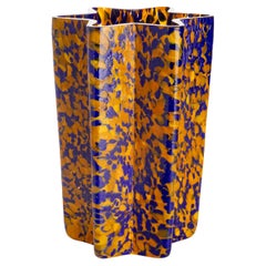 Murano Glass Mustard & Blue Star Bucket Vase by Stories of Italy