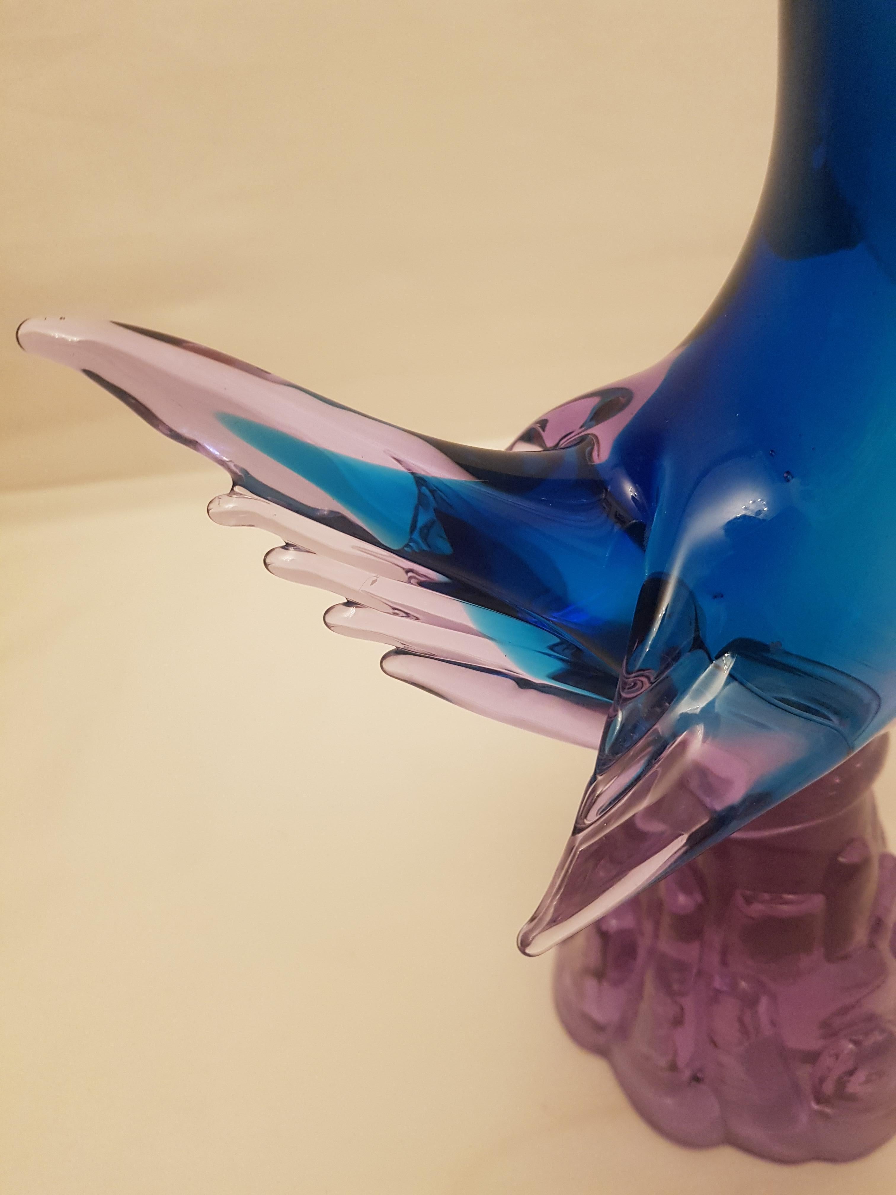 Vitange Murano Glass Neodymium Alexandrite Sommerso Rooster For Sale 3