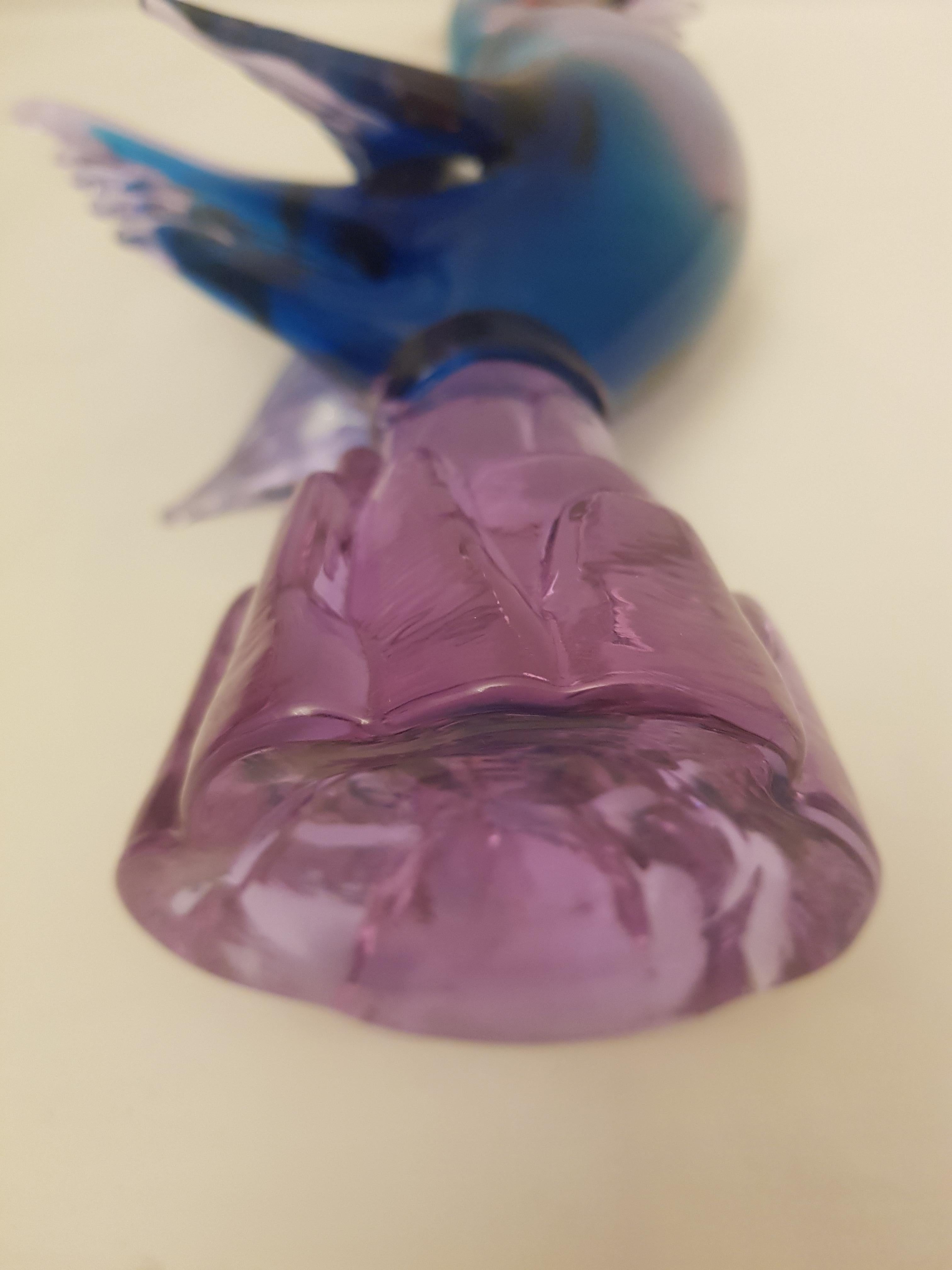 Mid-20th Century Vitange Murano Glass Neodymium Alexandrite Sommerso Rooster For Sale