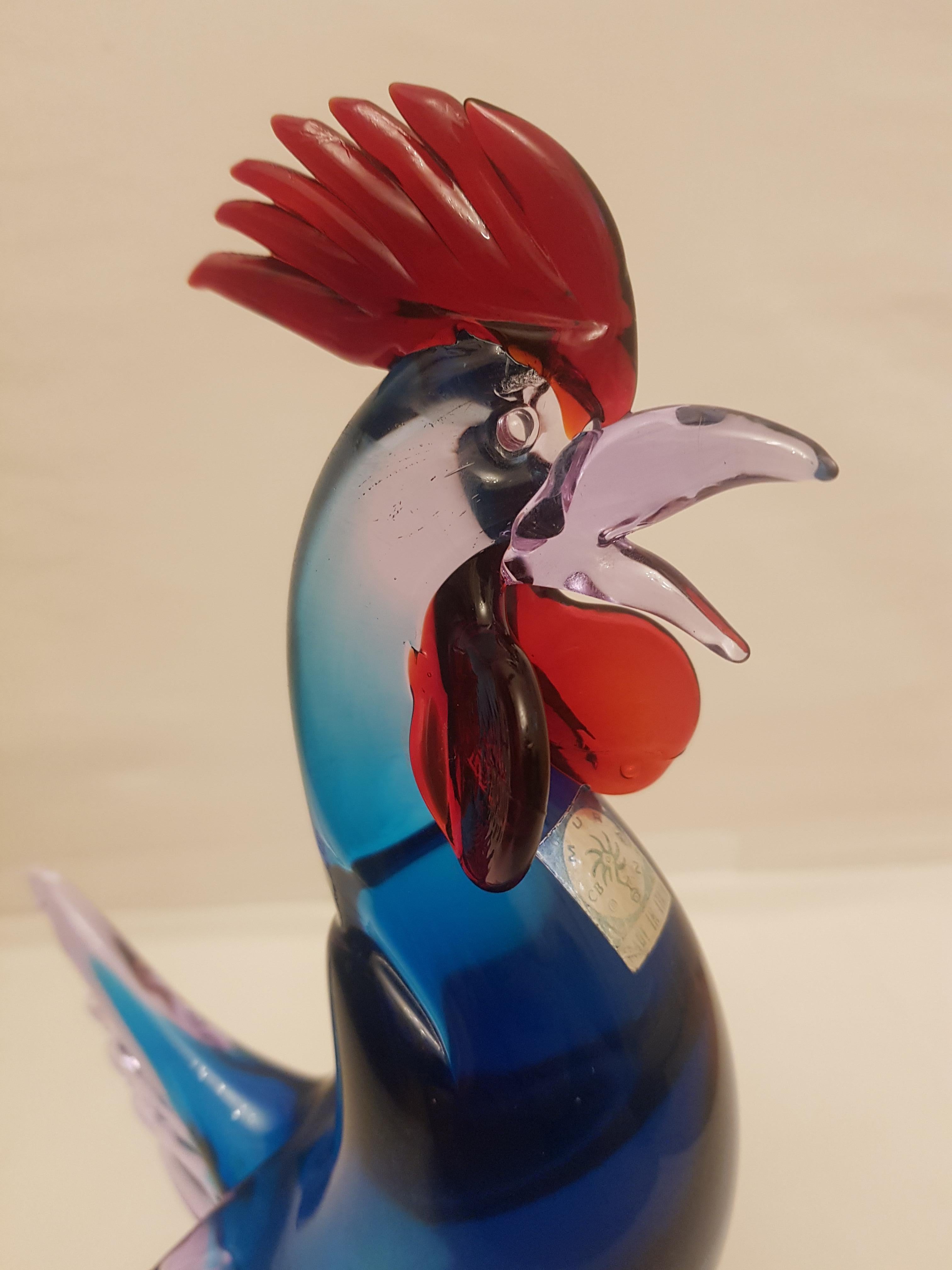 Vitange Murano Glass Neodymium Alexandrite Sommerso Rooster For Sale 2