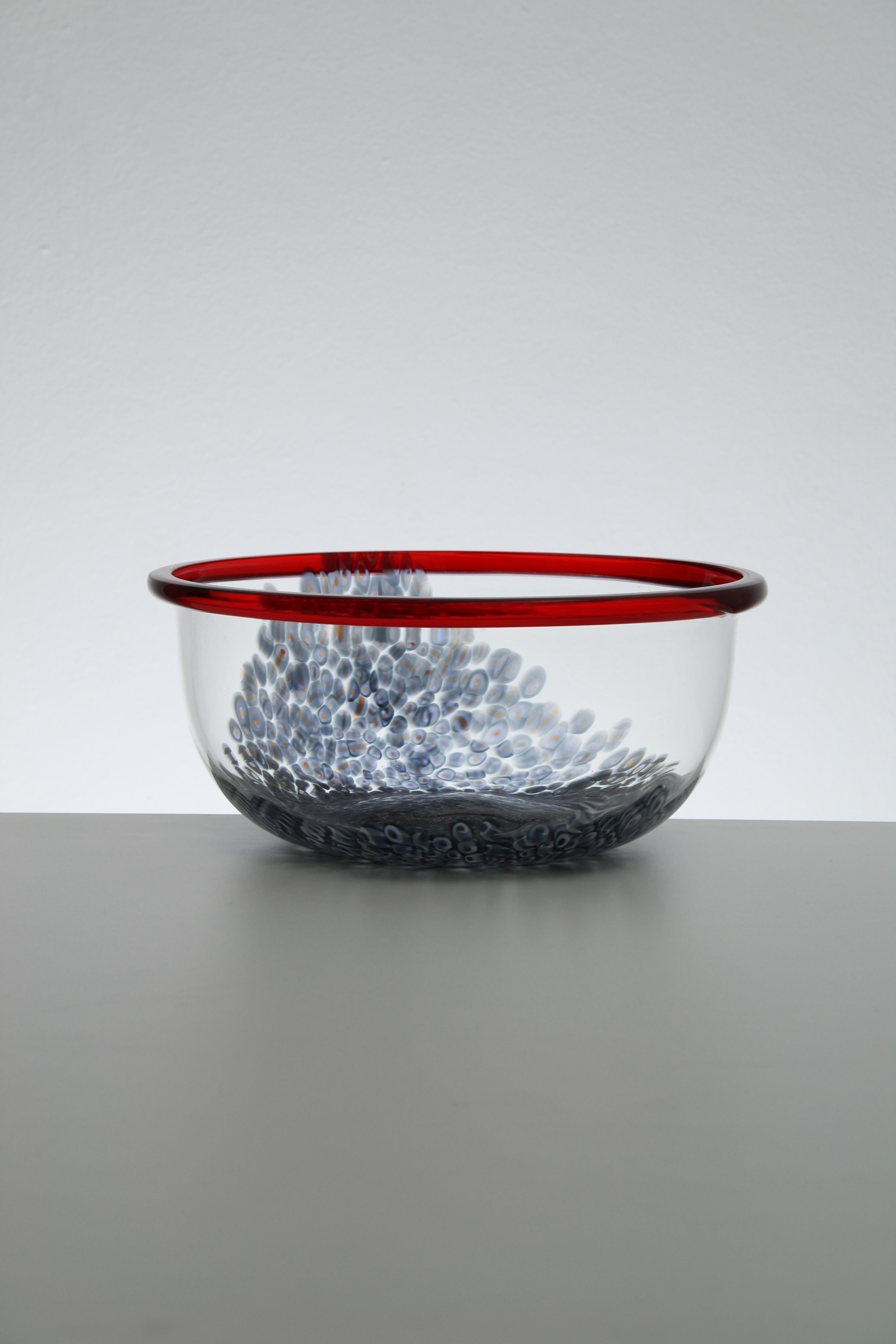 Mid-Century Modern Murano Glass Neverrino Bowl by Luciano Vistosi for Vistosi For Sale