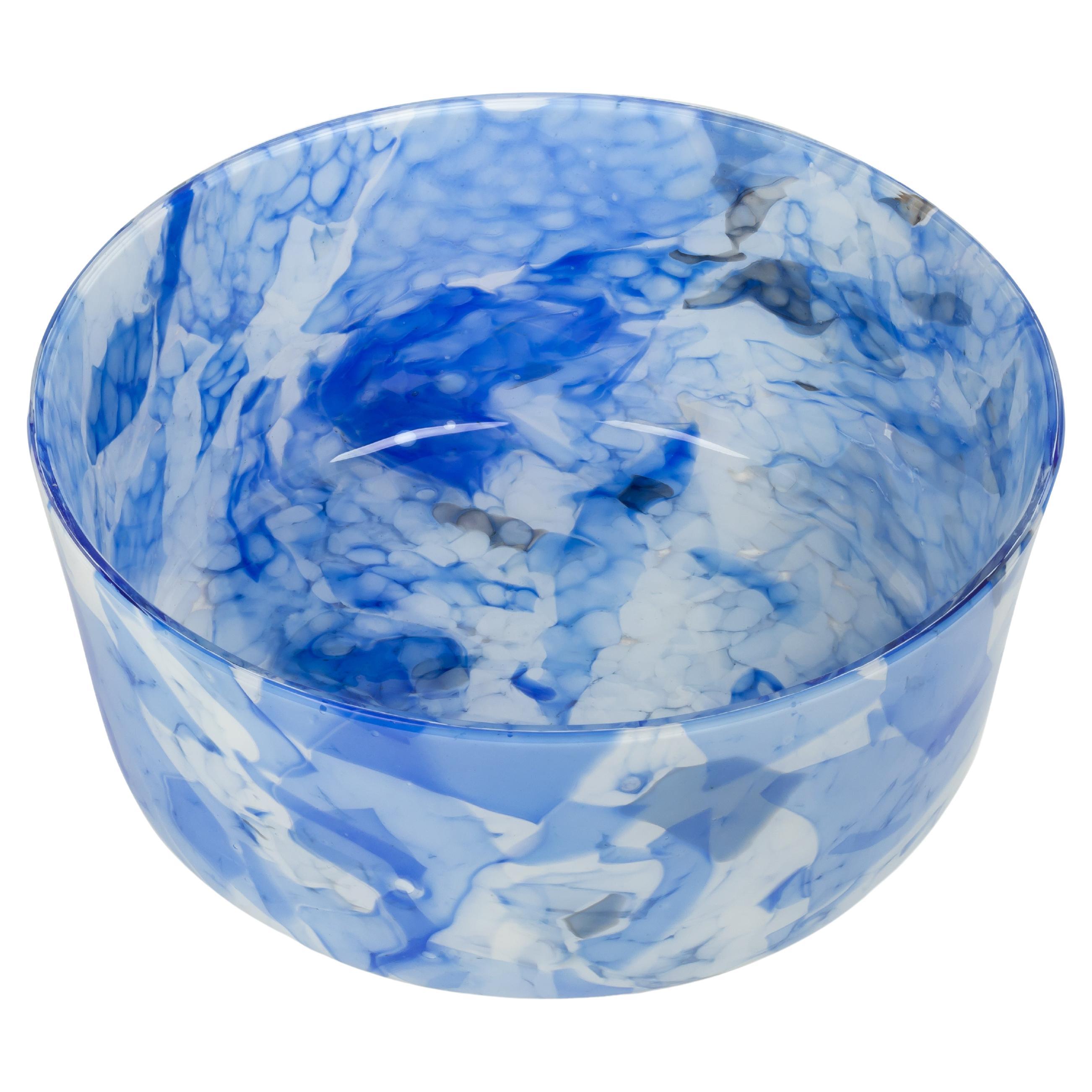 Murano Glass Nougat Blue Bowl Large by Stories of Italy For Sale
