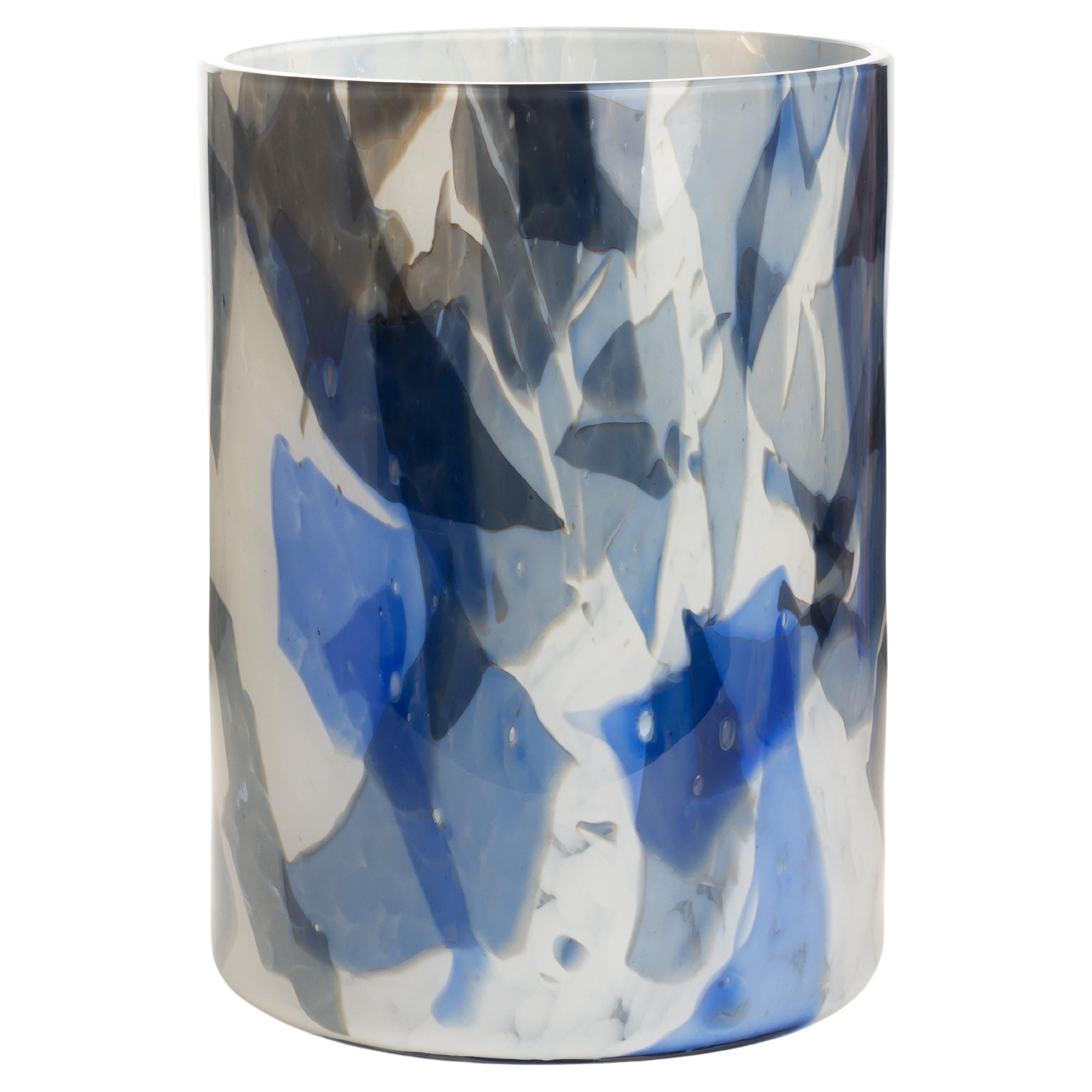 Grand vase en verre de Murano bleu nougat par Stories of Italy