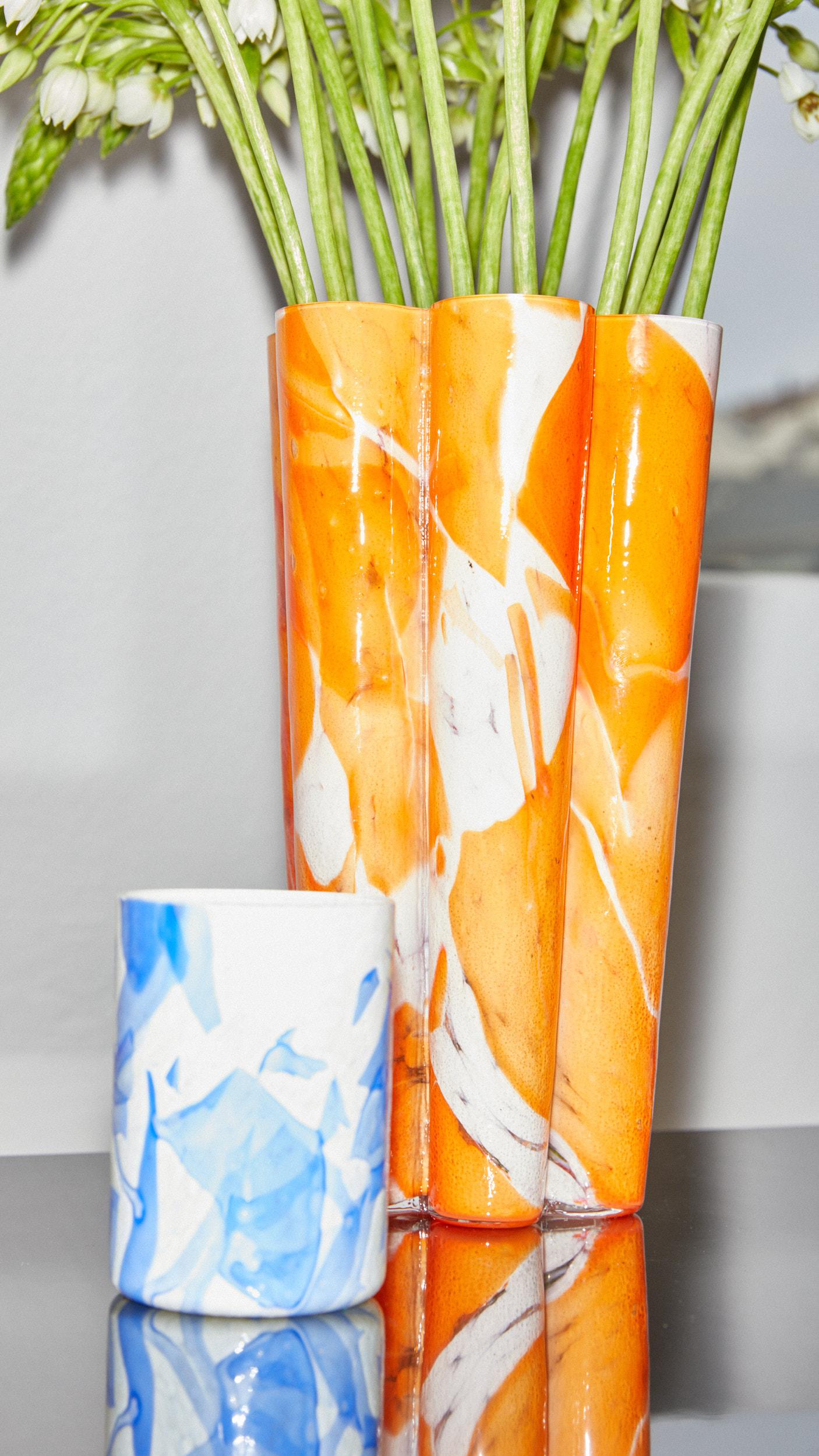 Jarrón Cubo de Turrón Naranja de cristal de Murano by Stories Of Italy Siglo XXI y contemporáneo en venta