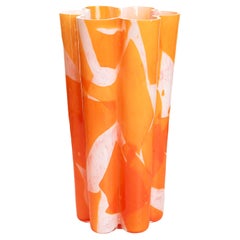 Murano Glass Nougat Orange Bucket Vase by Stories of Italy