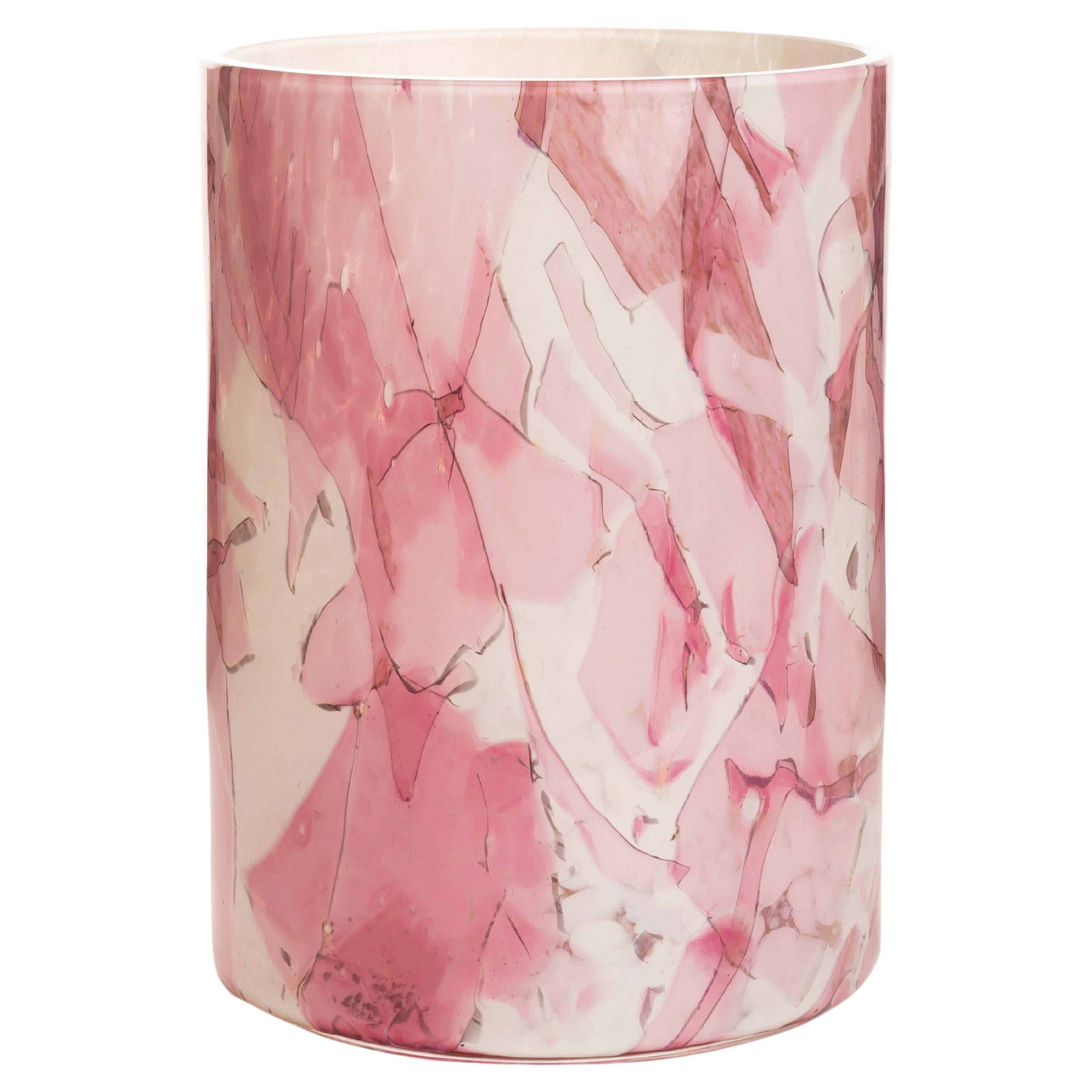 Murano Glass Nougat Pink Large Vase by Stories of Italy For Sale