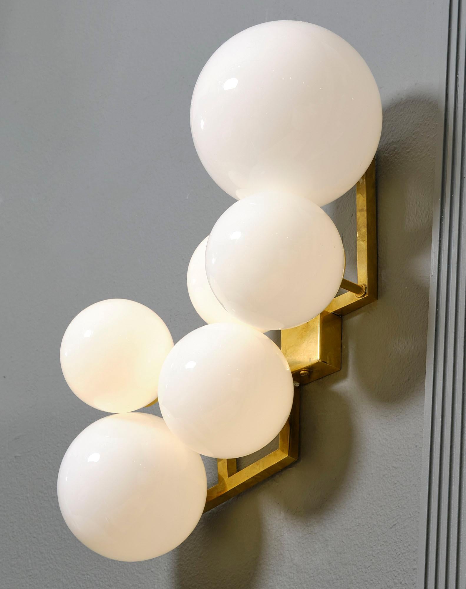 Brass Murano Glass “Nuvola” Sconces For Sale