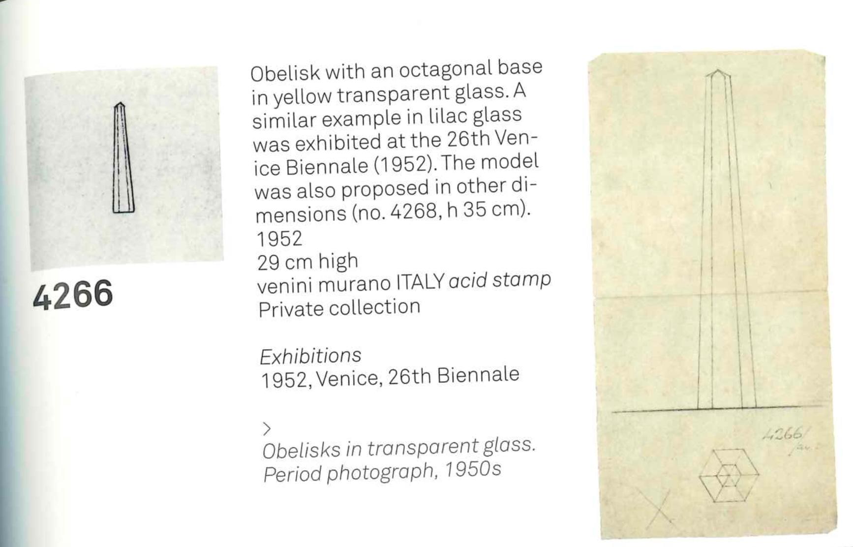 Murano Glass obelisk Murano by Paolo Venini - Venini Murano Italy 2