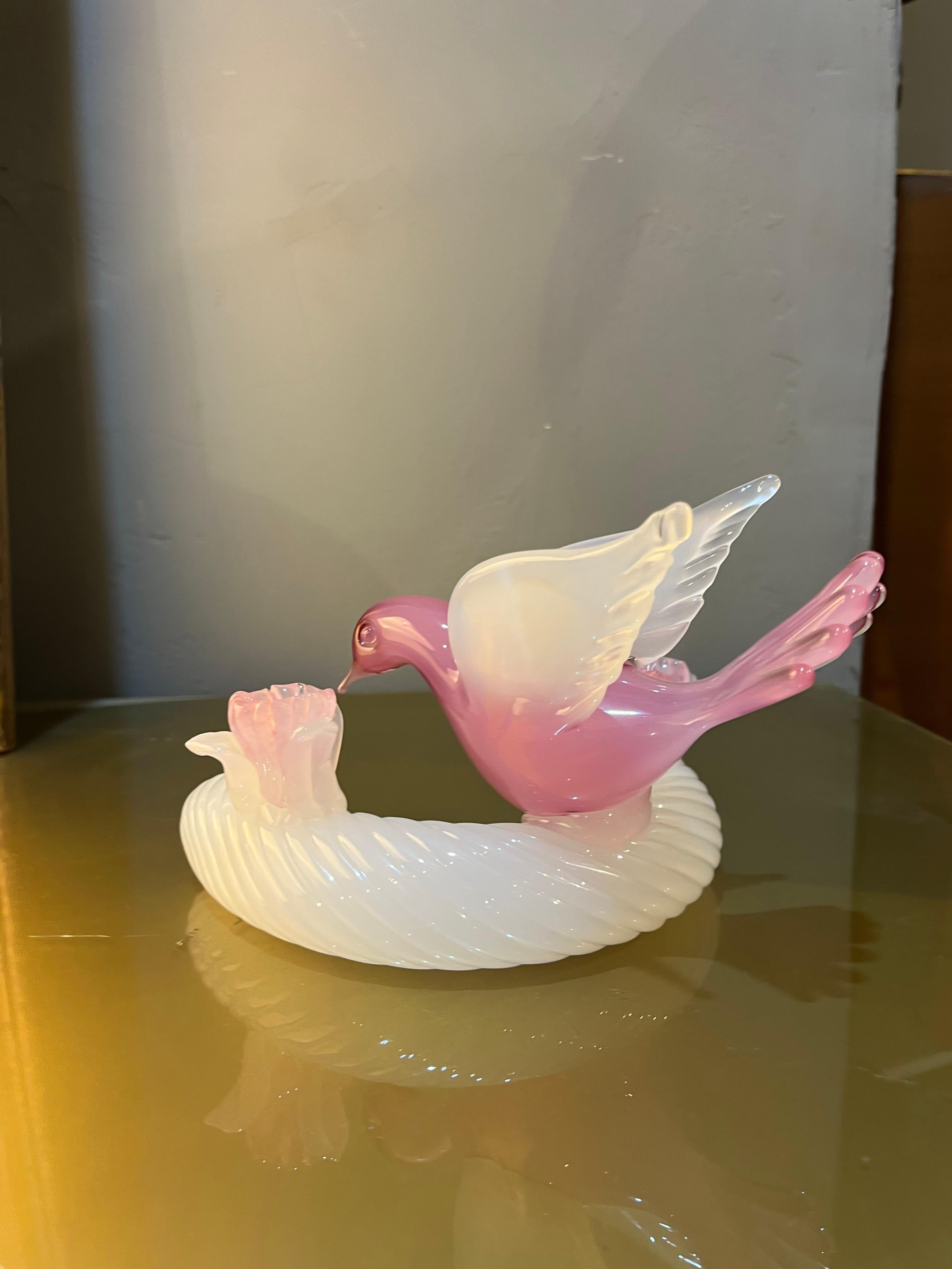 Murano glass on copper dove from the 1950s by Archimede Seguso in vendita 4