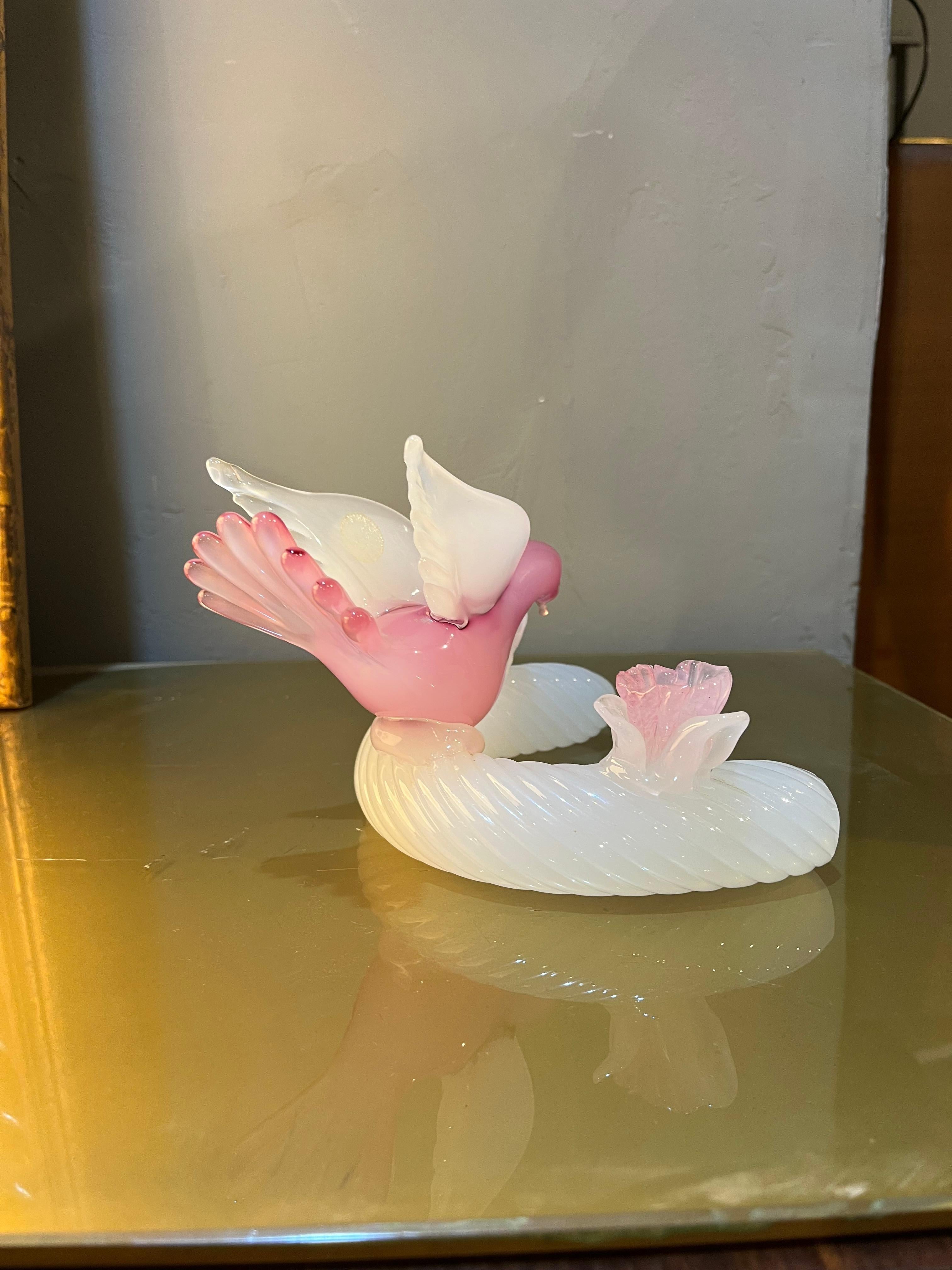 Murano glass on copper dove from the 1950s by Archimede Seguso in vendita 6