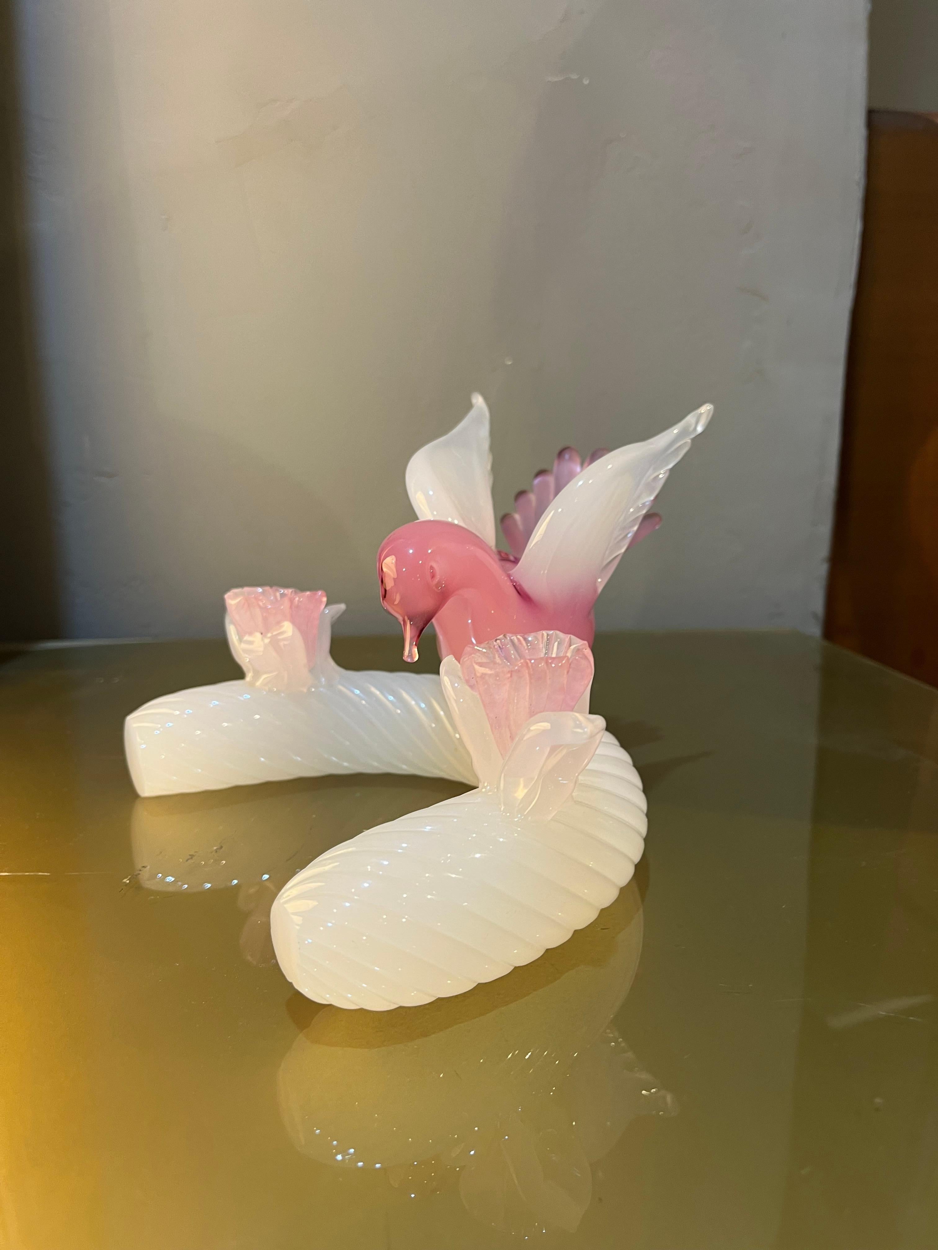 Murano glass on copper dove from the 1950s by Archimede Seguso in vendita 3