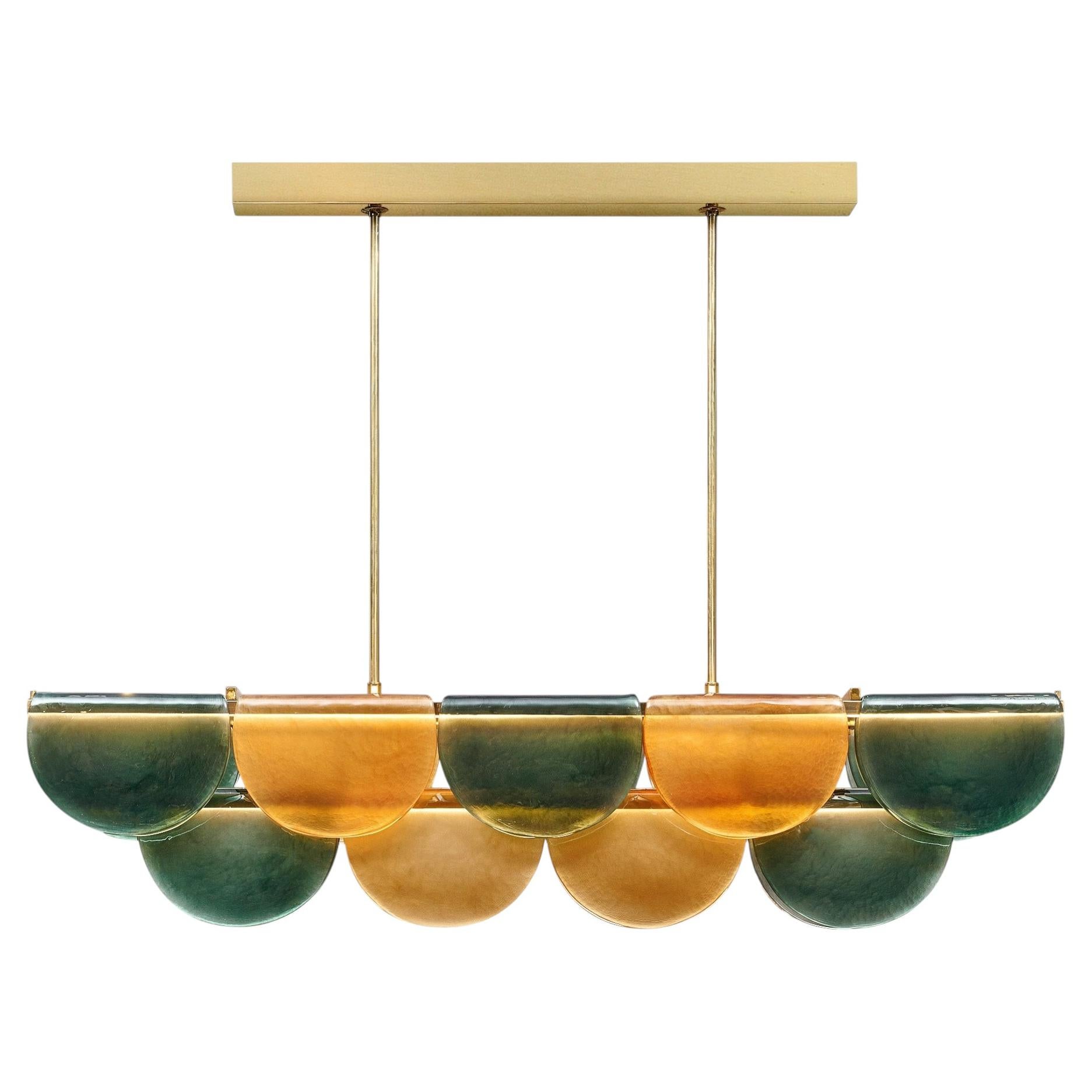 Murano Glass Onda Chandelier, Brass Frame, Mid-Century Modern Style, Italy