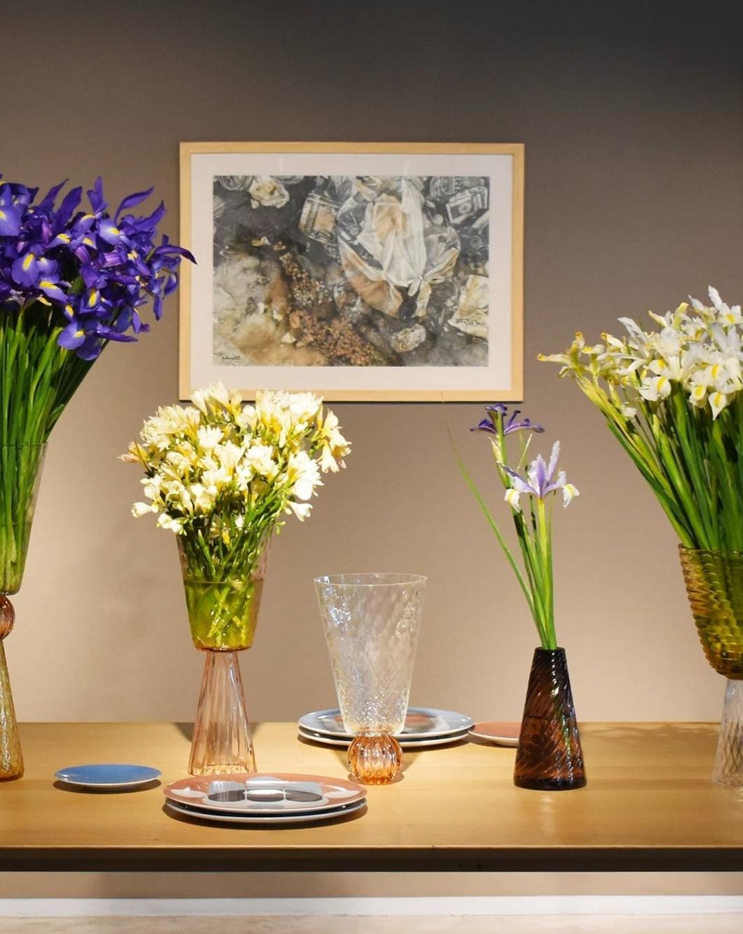 Muranoglas Vase mit einer Blume aus Muranoglas (Sonstiges) im Angebot