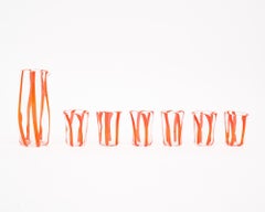 Murano Glass Orange Carafe and Glasses