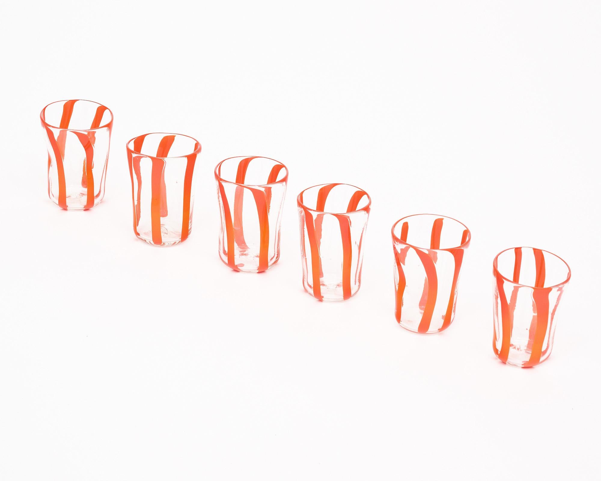 Organique Carafe et verres orange en verre de Murano en vente