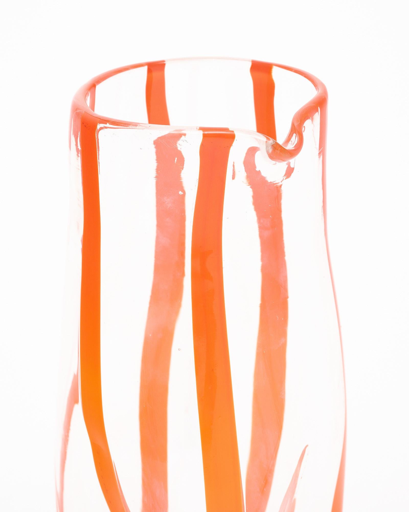 Contemporary Murano Glass Orange Carafe and Glasses For Sale