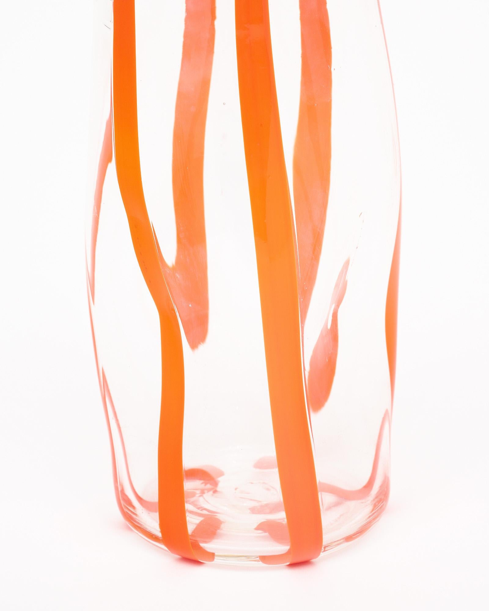 Murano Glass Orange Carafe and Glasses For Sale 1