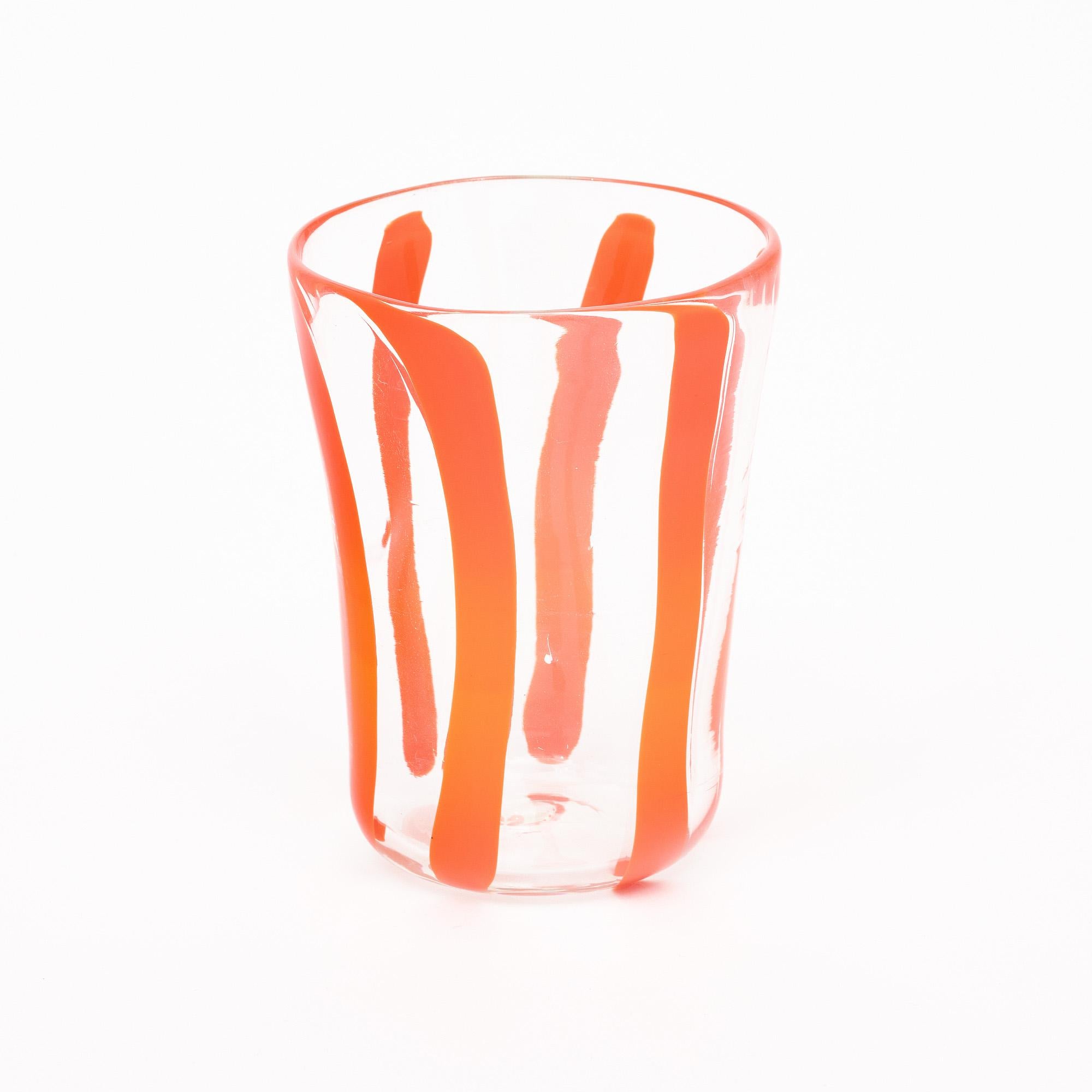 Murano Glass Orange Carafe and Glasses For Sale 3