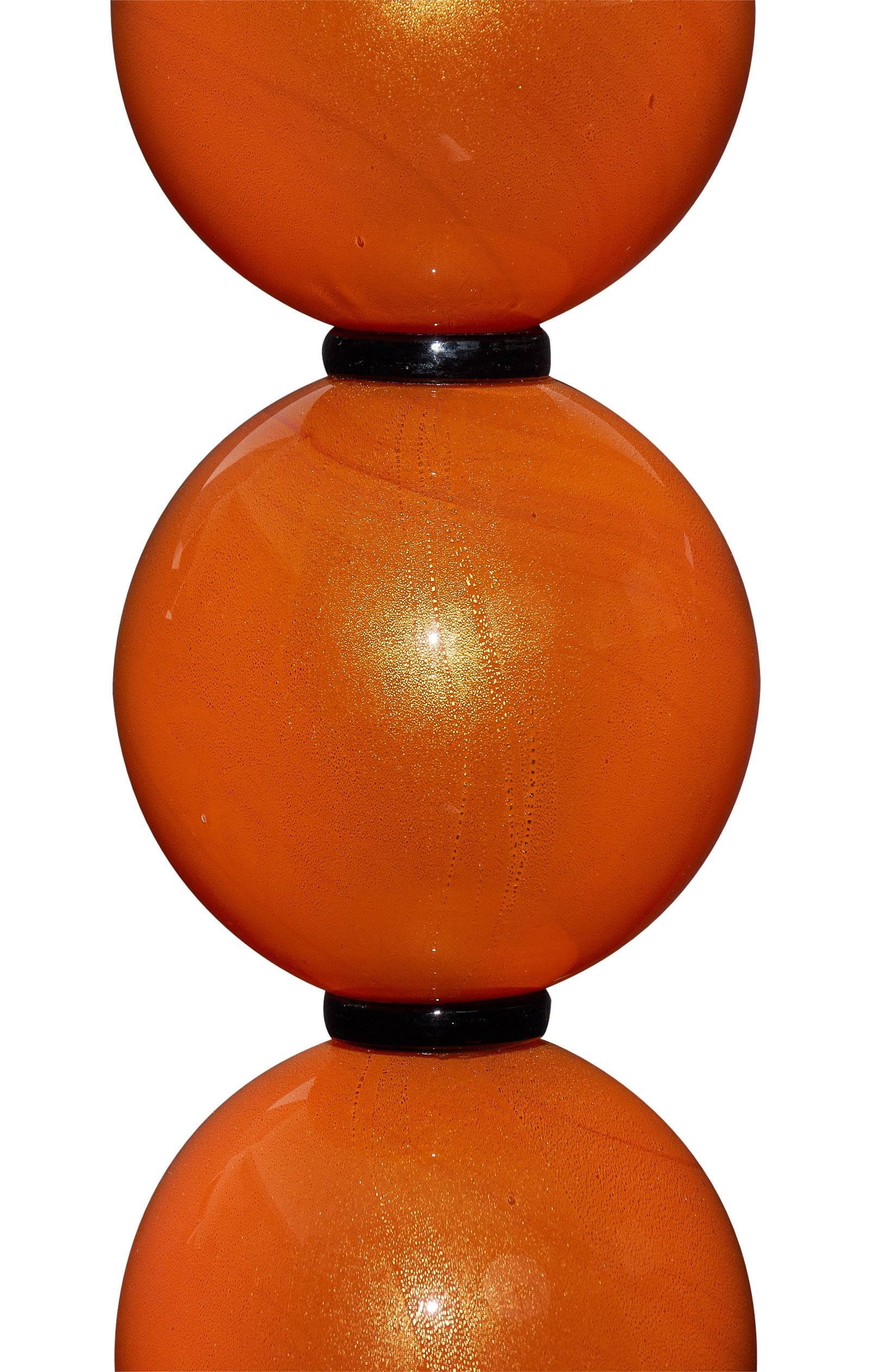 Murano Glass Orange Lamps In Excellent Condition For Sale In Austin, TX