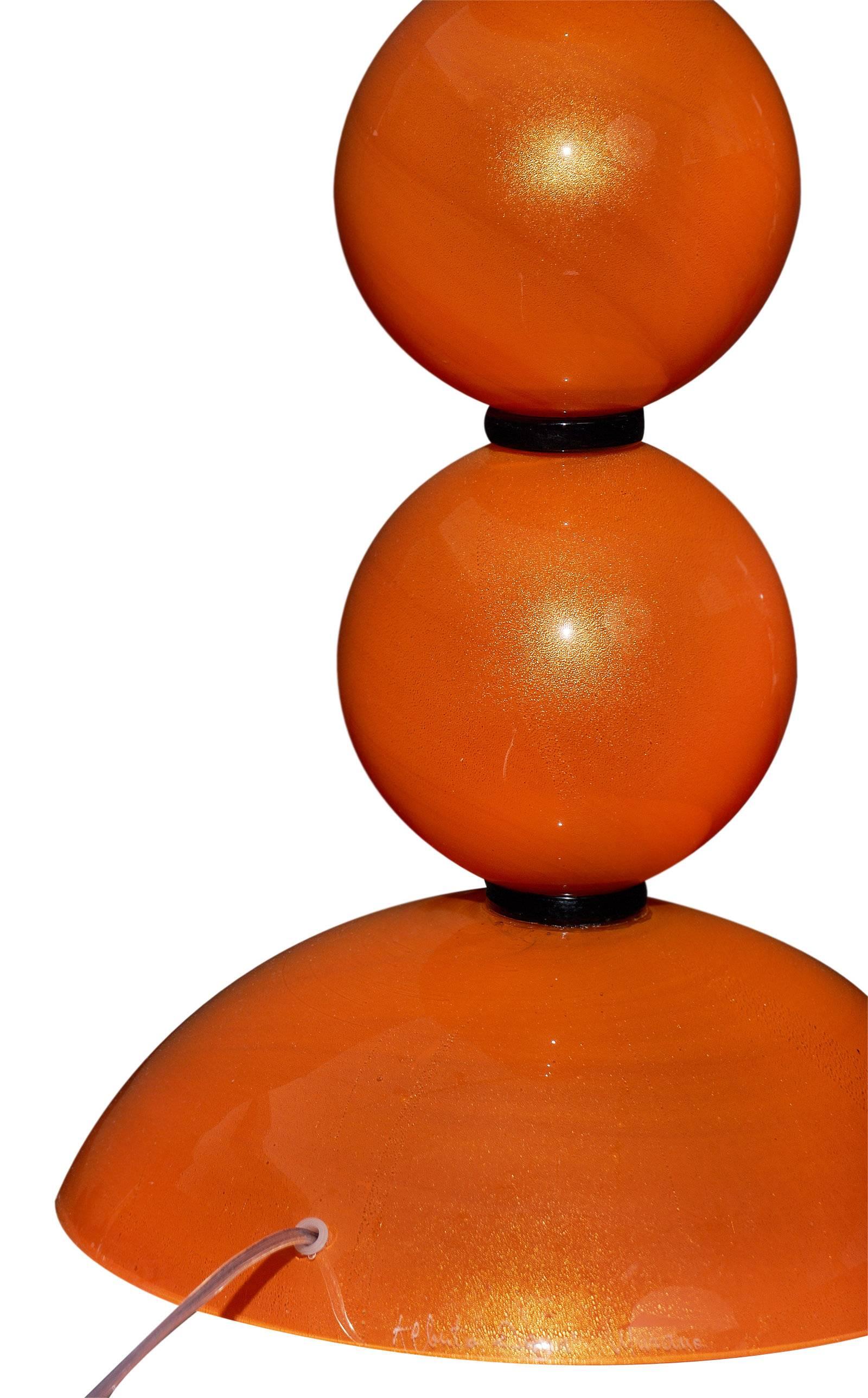 Murano Glass Orange Lamps For Sale 2