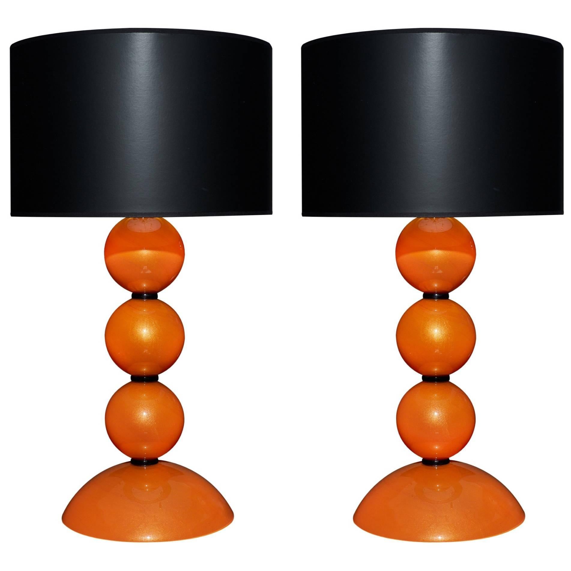 Murano Glass Orange Lamps For Sale