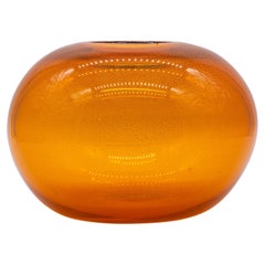 Orangefarbene Vase aus Muranoglas, hergestellt in Italien, 2000er-Jahre, handgefertigt