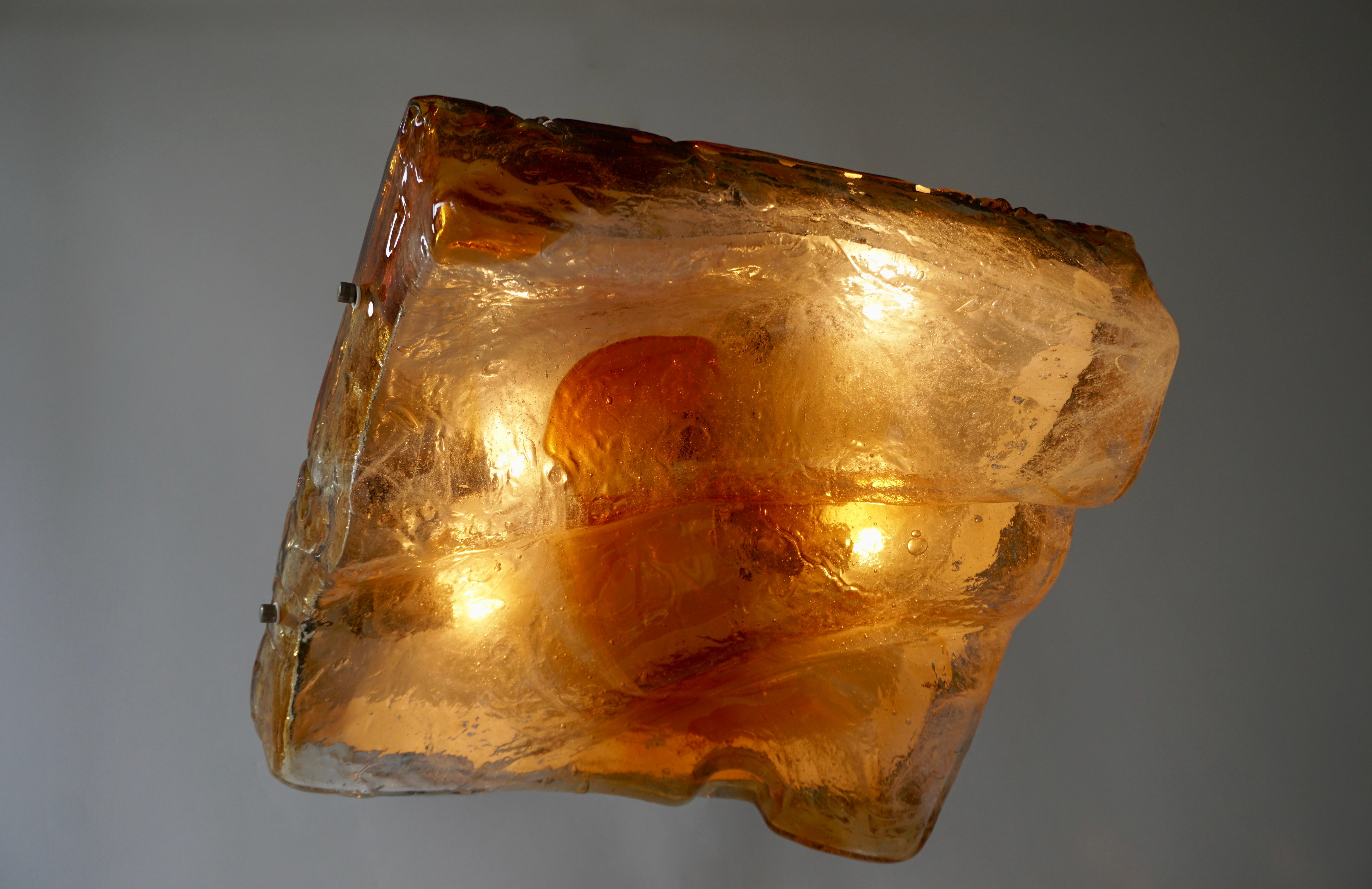 Murano Glass Organic Wave Flush Mount or Wall Light by Mazzega In Good Condition For Sale In Antwerp, BE