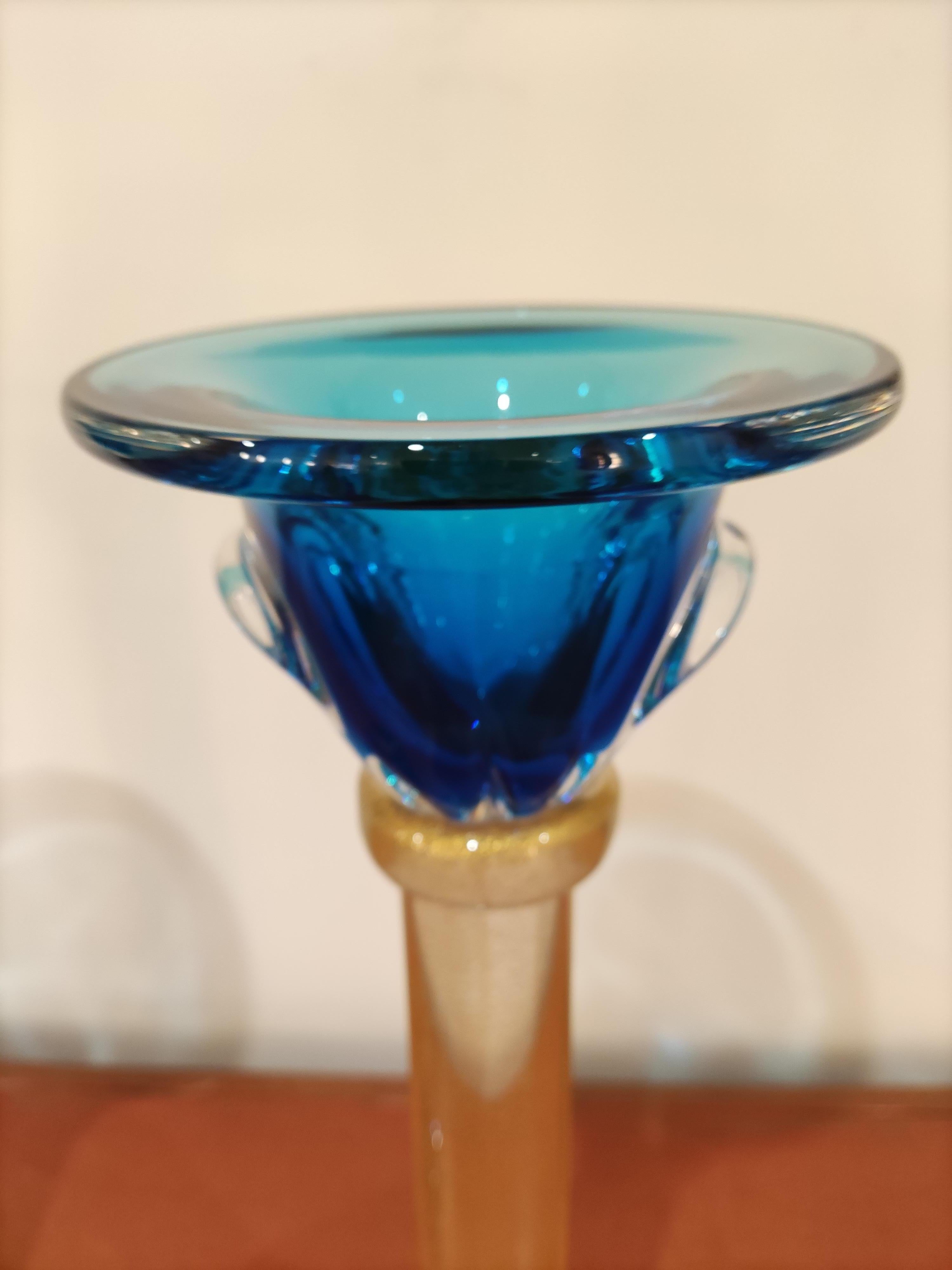 Murano Glass Pair of Candlesticks by Alberto Donà For Sale 3