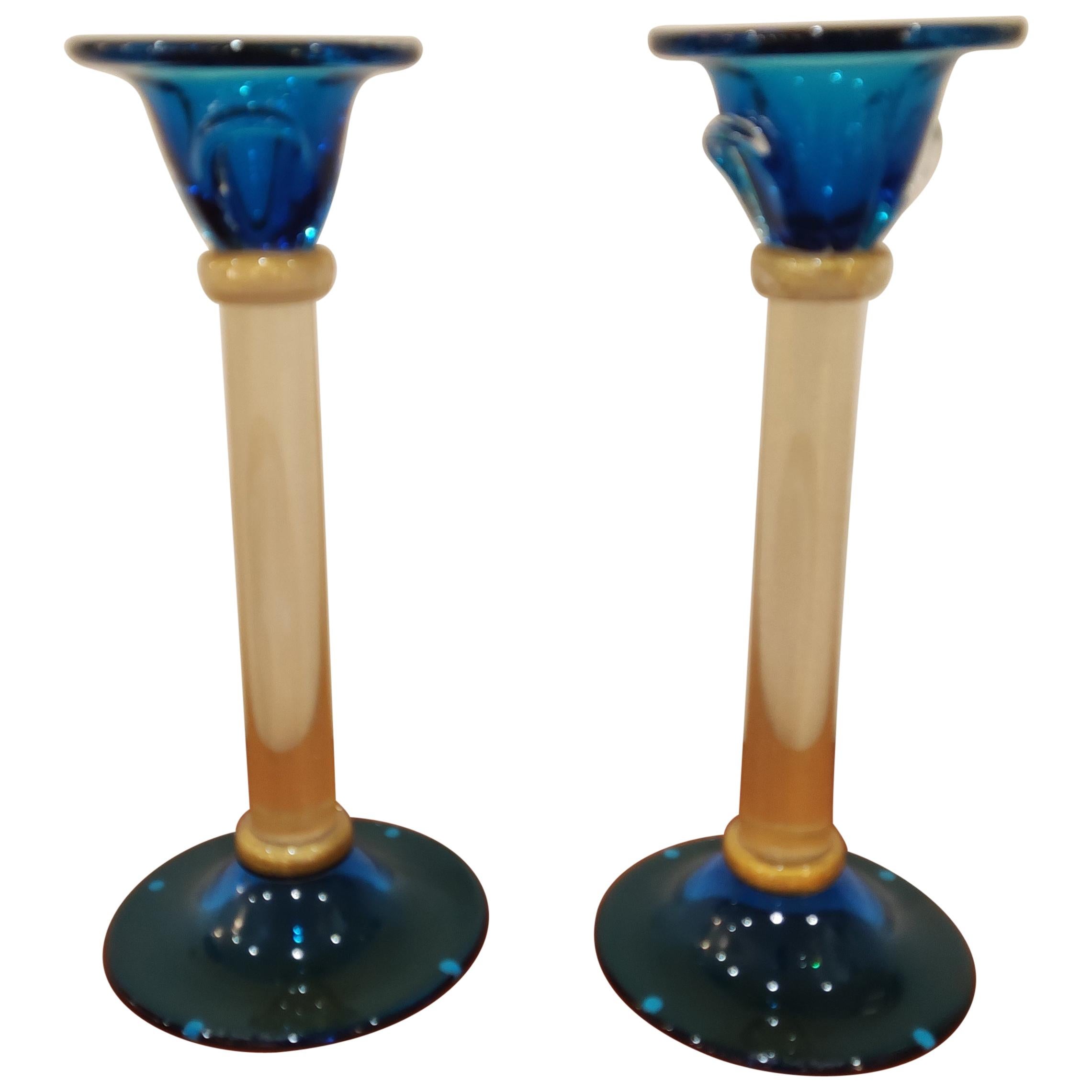 Murano Glass Pair of Candlesticks by Alberto Donà For Sale