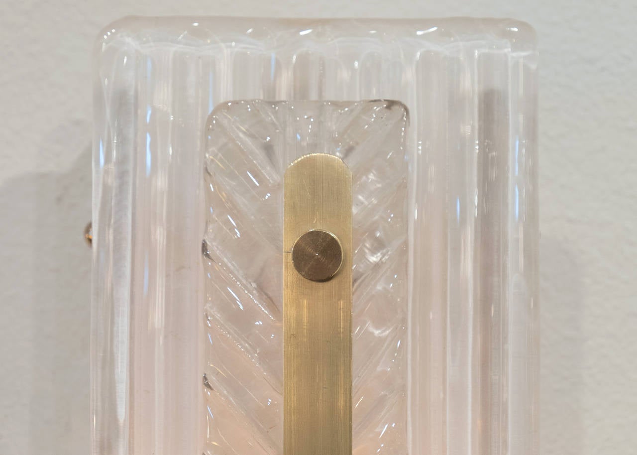 Contemporary Murano Glass Pair of Chevron Sconces For Sale