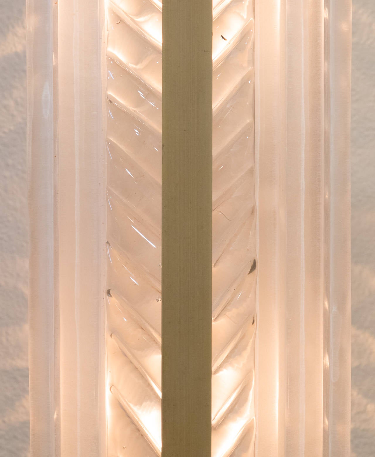 Brass Murano Glass Pair of Chevron Sconces For Sale