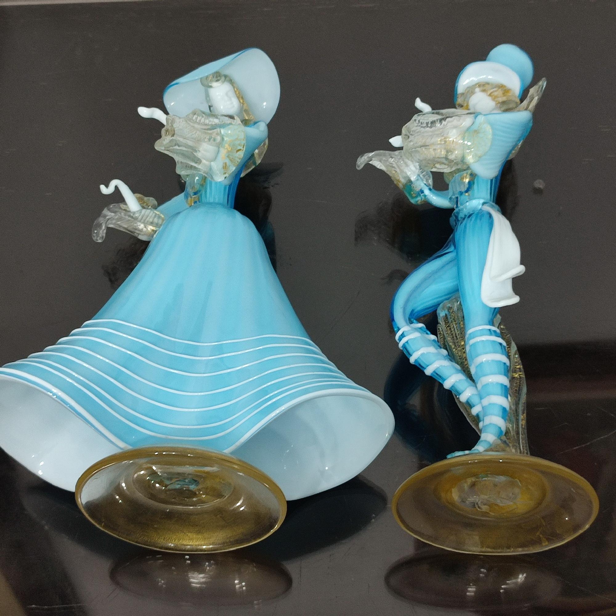 Murano Glass Pair of Dancing Figurines, G. Toffolo, Murano 1960's 9