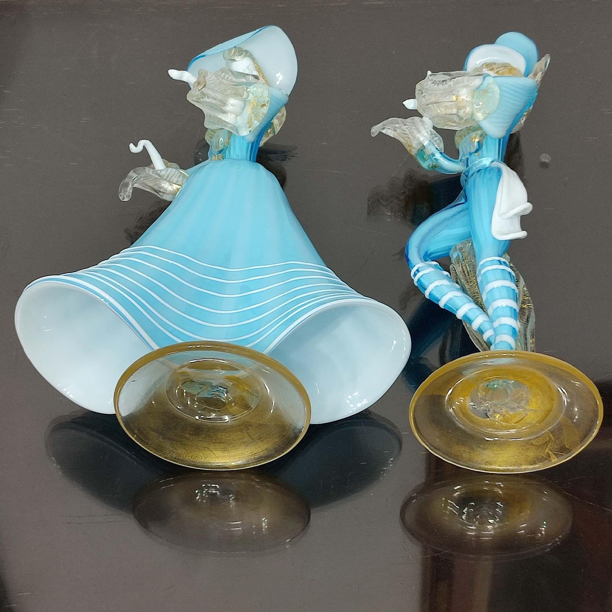Murano Glass Pair of Dancing Figurines, G. Toffolo, Murano 1960's 10